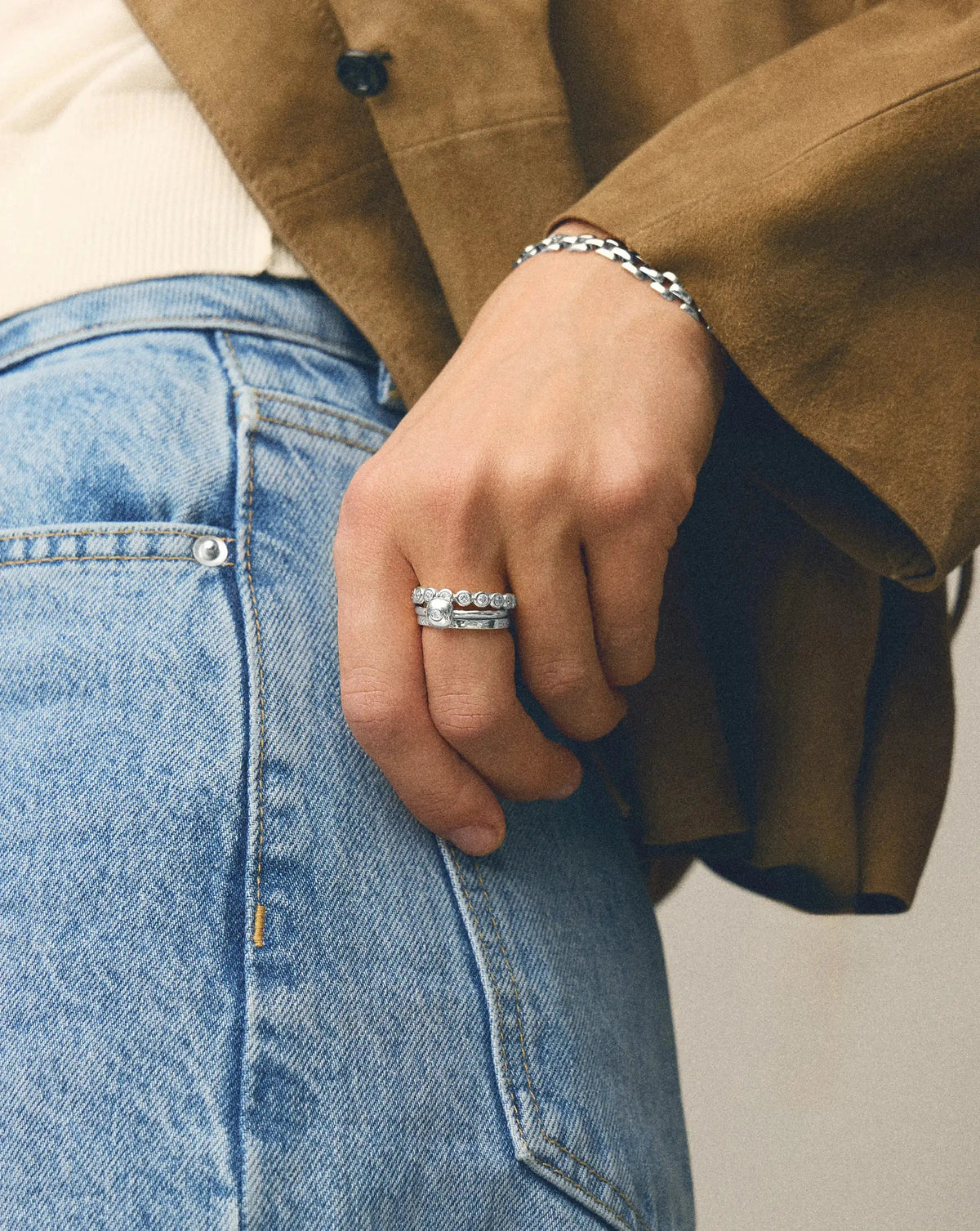 Molten Soft Square Ring | Silver Plated/Cubic Zirconia Rings Missoma