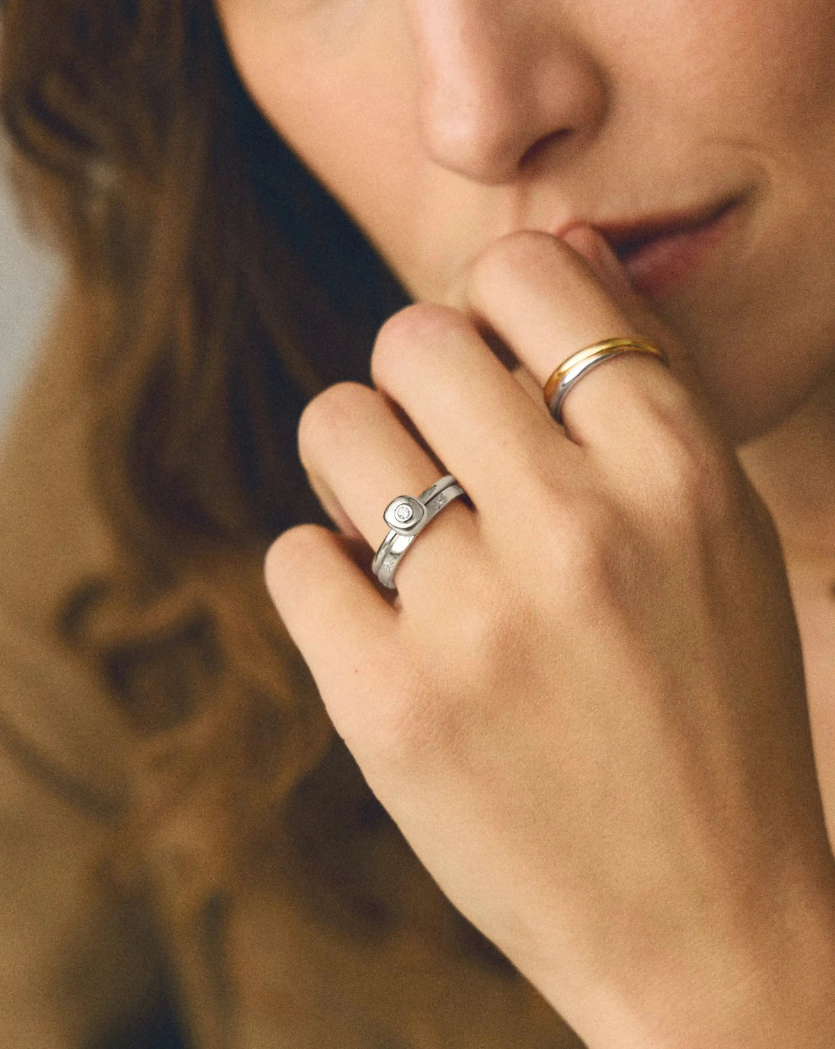 Molten Soft Square Ring | Silver Plated/Cubic Zirconia Rings Missoma