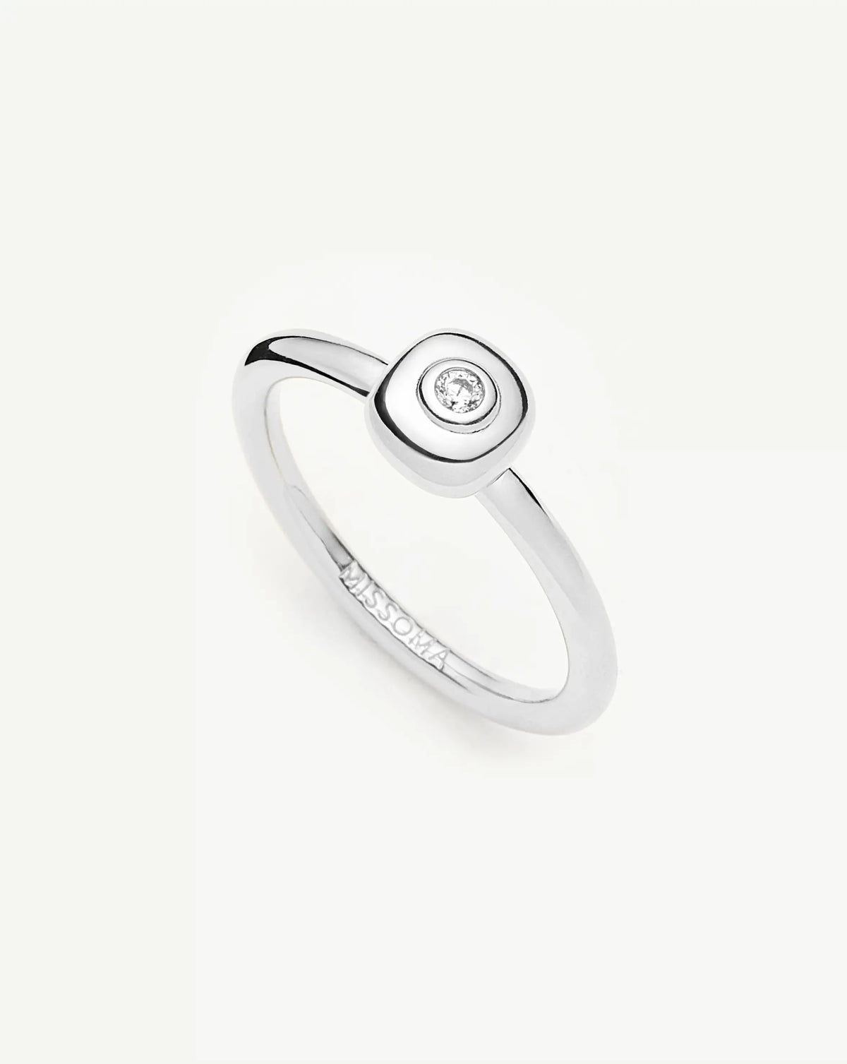 Molten Soft Square Ring | Silver Plated/Cubic Zirconia Rings Missoma