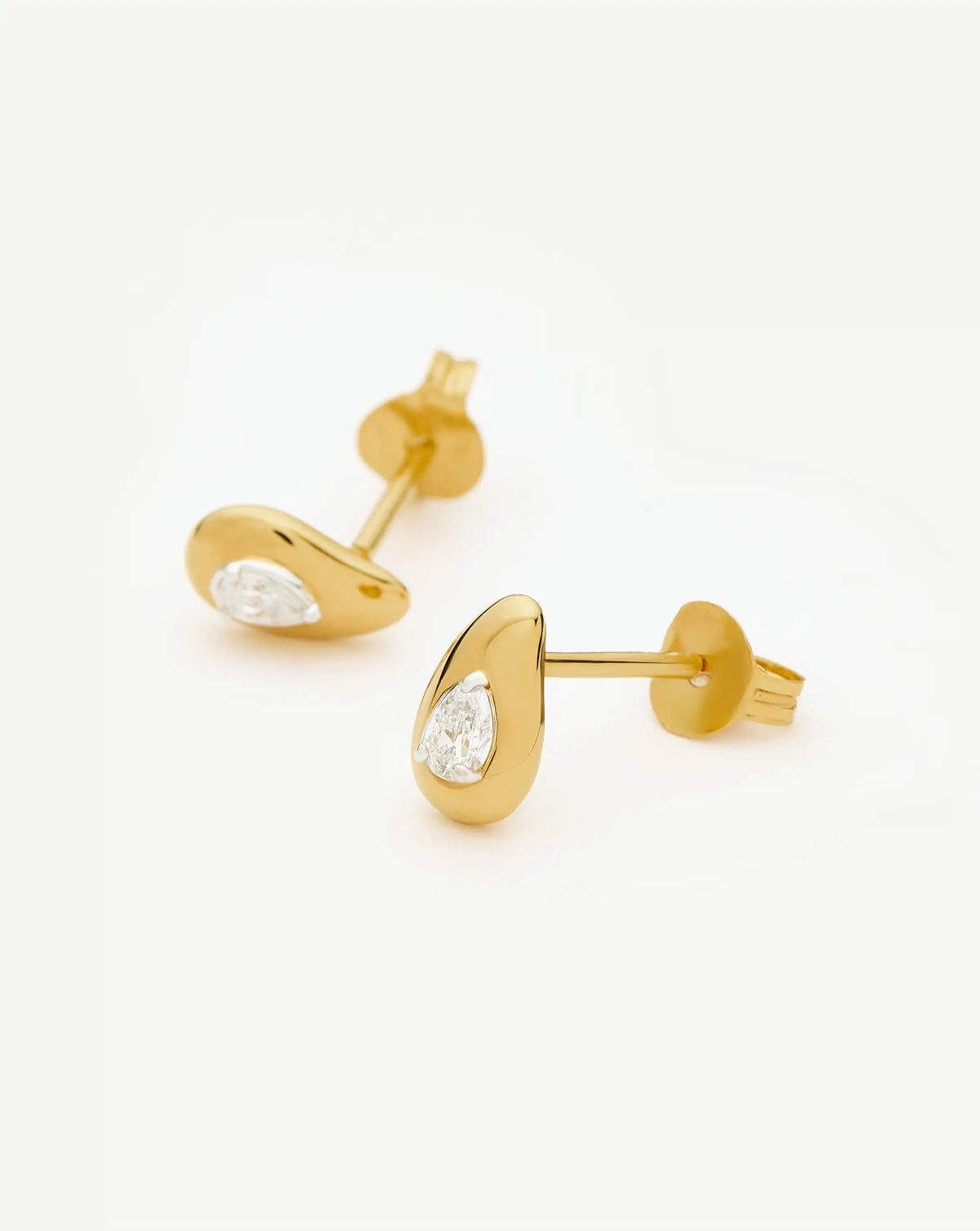 Molten Teardrop Diamond Stud Earrings | 18k Gold Vermeil/Lab grown Diamond Earrings Missoma