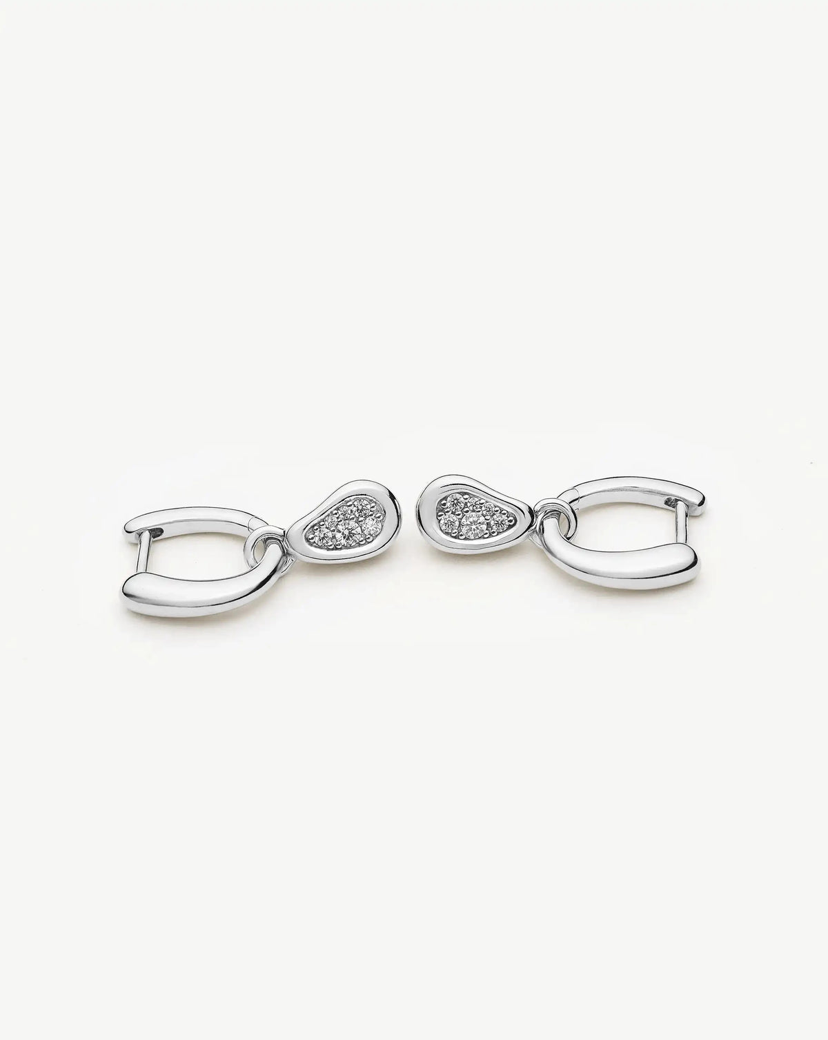 Molten Teardrop Pavé Charm Hoop Earrings | Silver Plated/Cubic Zirconia Earrings Missoma