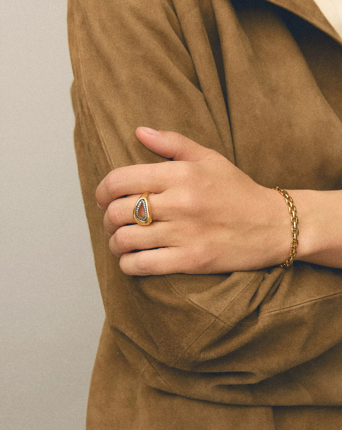 Molten Teardrop Pavé Cocktail Ring | 18k Gold Plated/Cubic Zirconia Rings Missoma