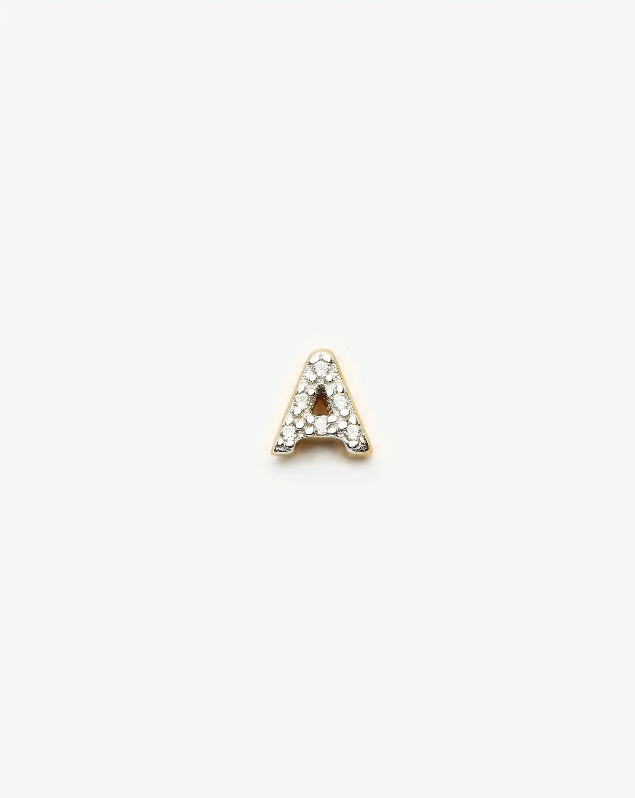 Pave Initial Single Stud Earring - Initial A | 18k Gold Vermeil/Cubic Zirconia Earrings Missoma