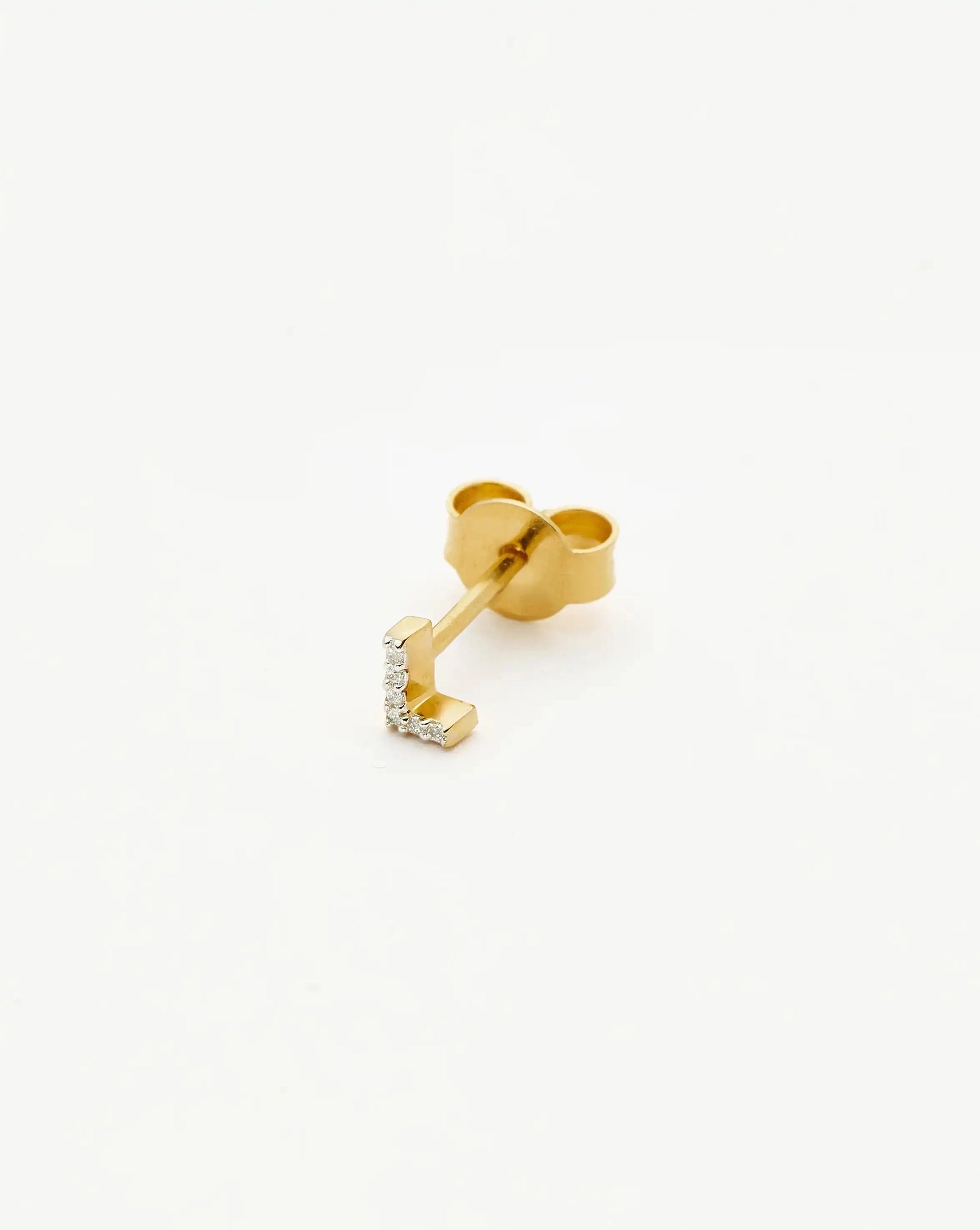 Pave Initial Single Stud Earring - Initial L | 18k Gold Vermeil/Cubic Zirconia Earrings Missoma