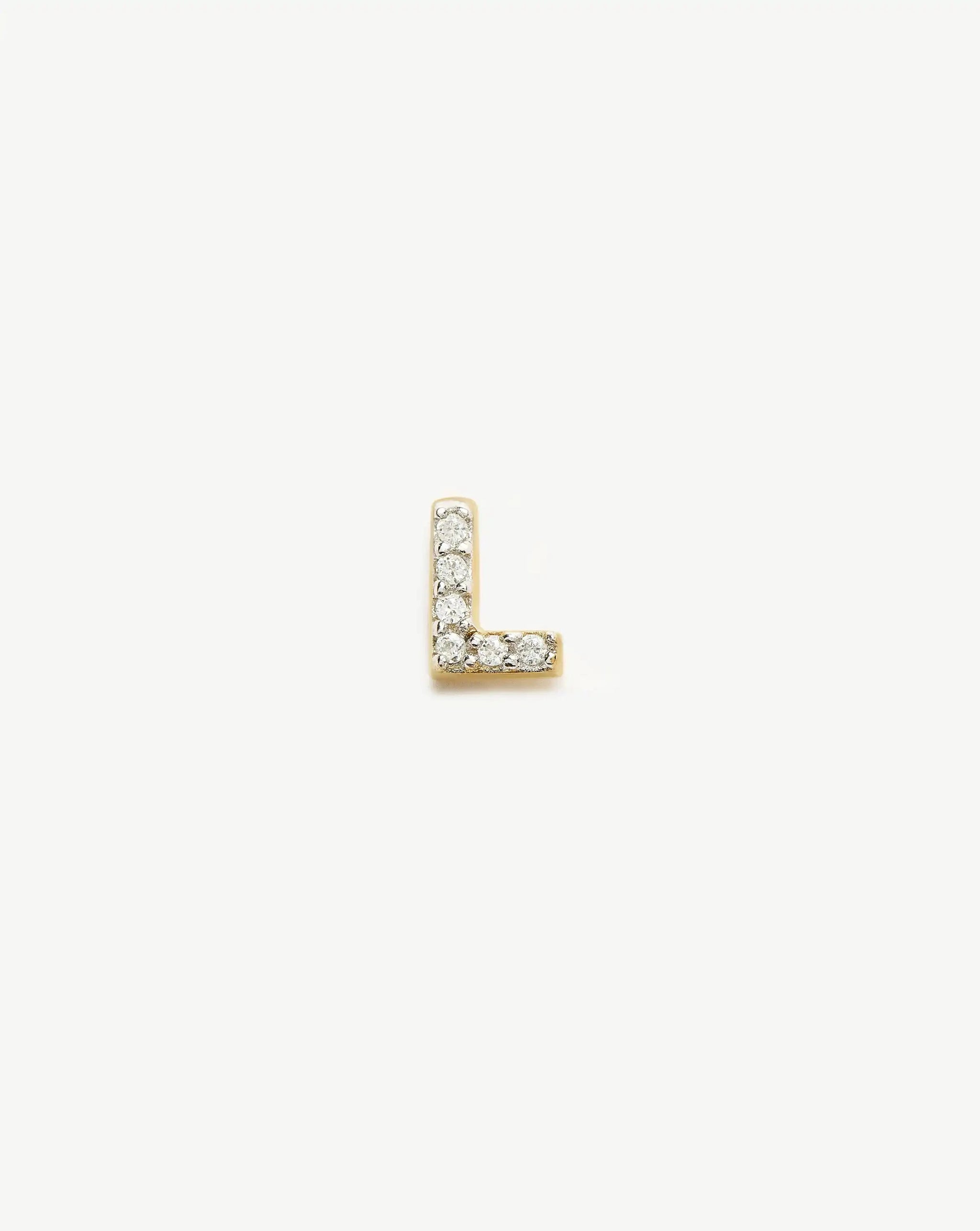 Pave Initial Single Stud Earring - Initial L | 18k Gold Vermeil/Cubic Zirconia Earrings Missoma