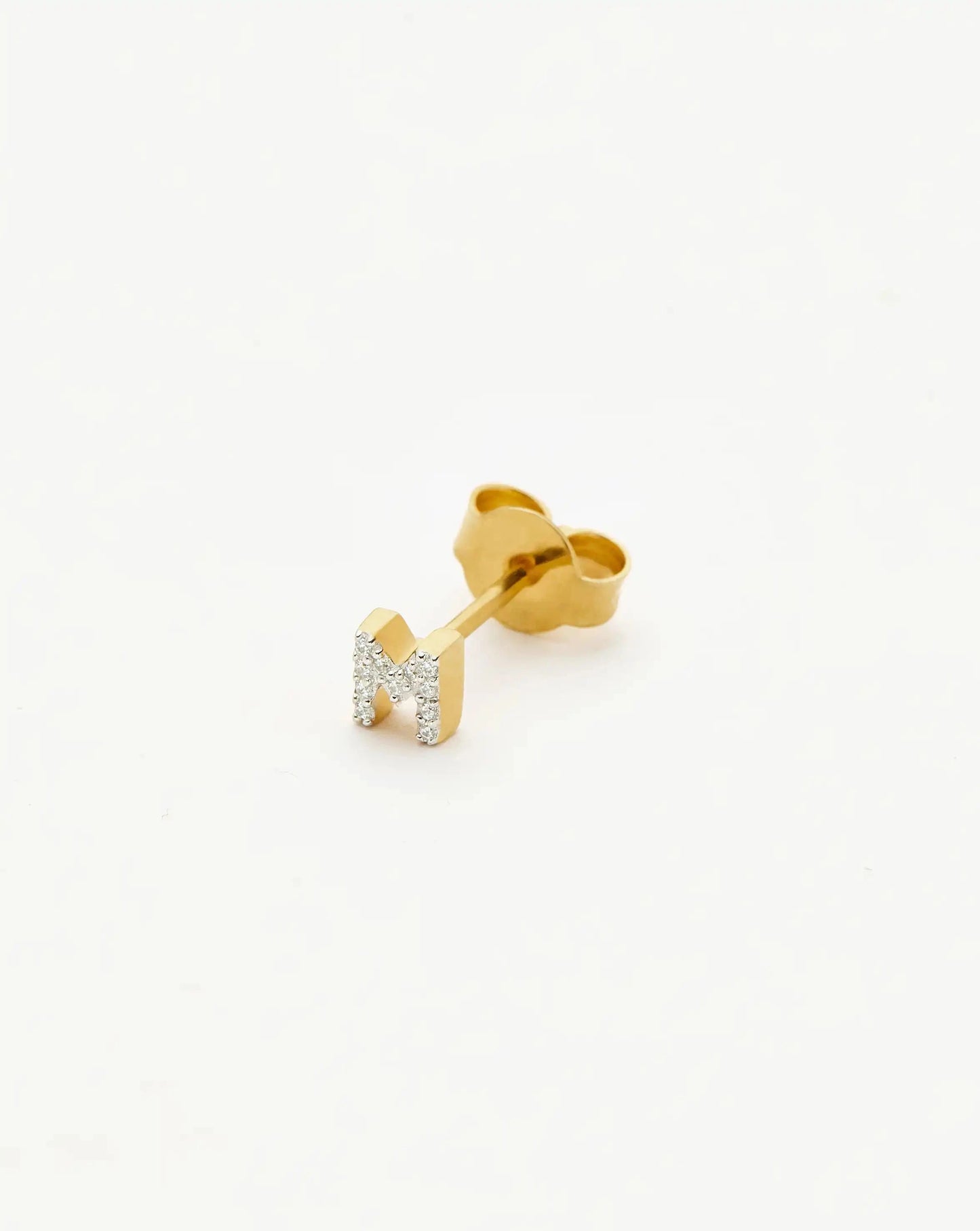 Pave Initial Single Stud Earring - Initial M | 18k Gold Vermeil/Cubic Zirconia Earrings Missoma