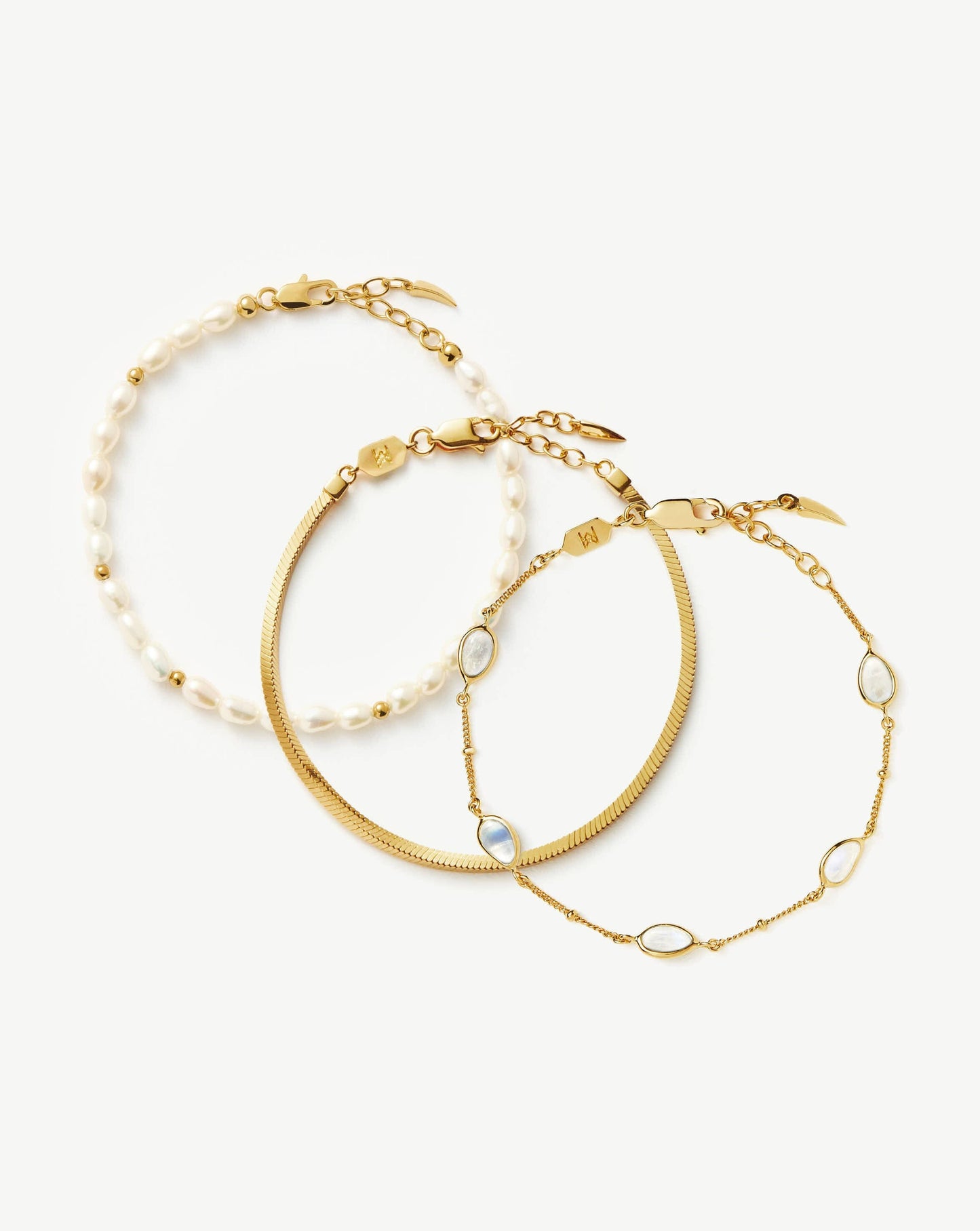 Pearl & Snake Chain Triple Bracelet Set | 18k Gold Plated Layering Sets Missoma