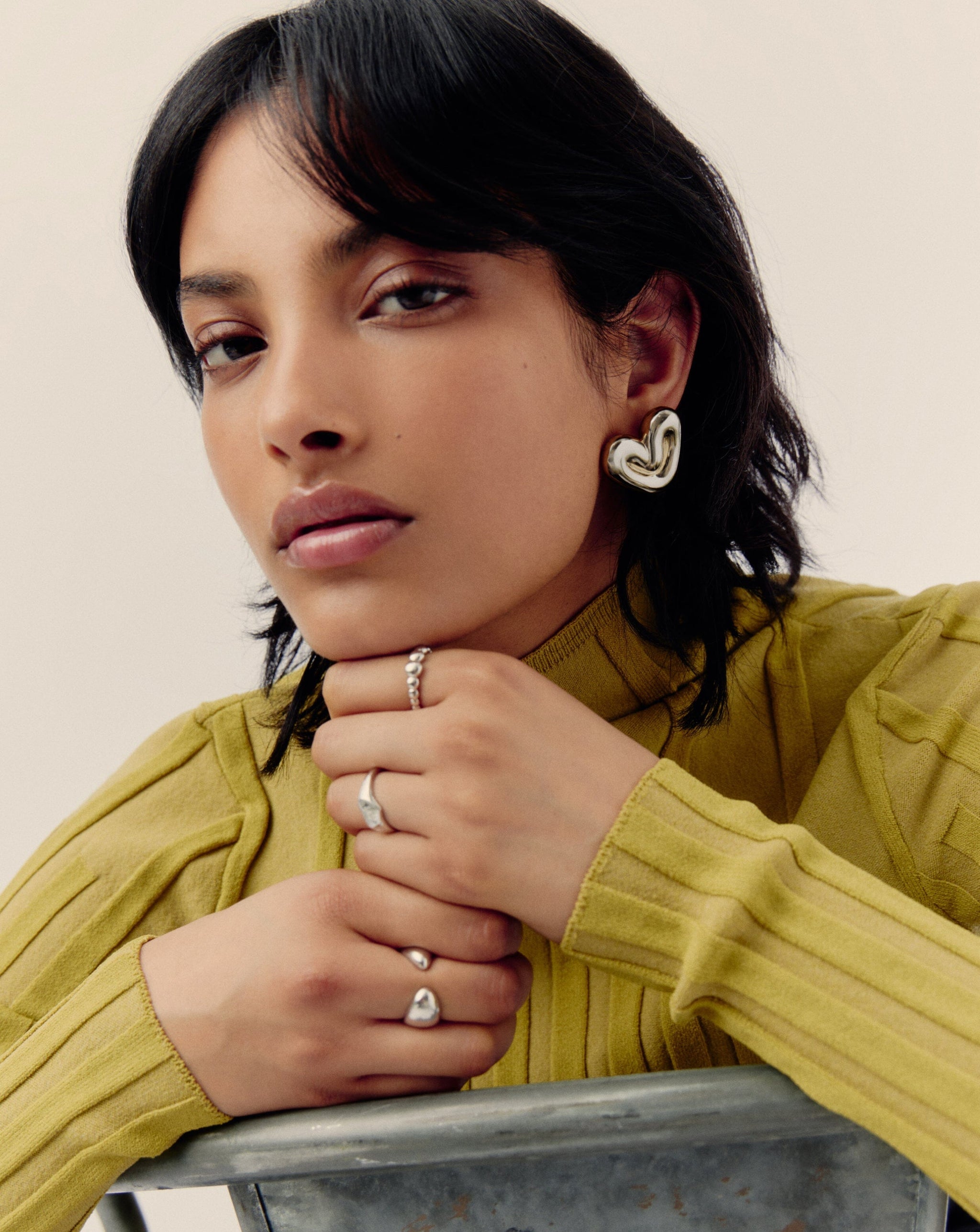 Puffy Heart Oversized Stud Earrings | Silver Plated Earrings Missoma