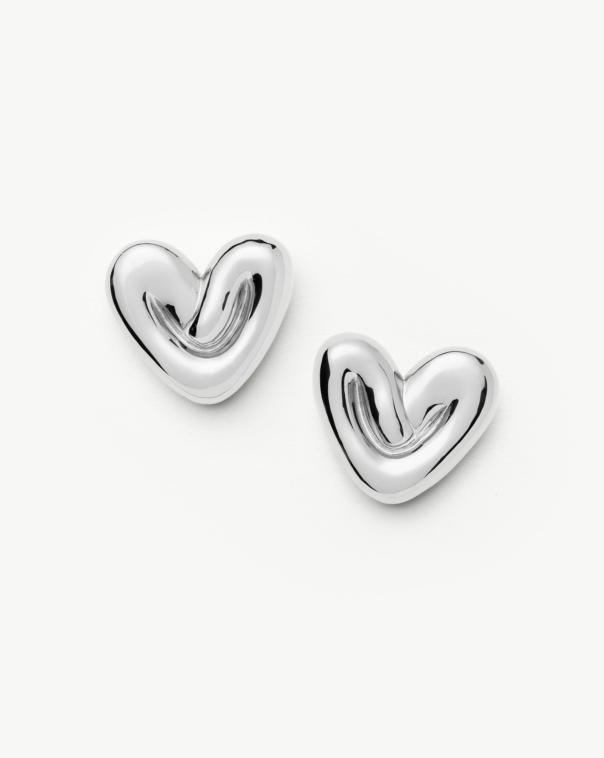 Puffy Heart Oversized Stud Earrings | Silver Plated Earrings Missoma