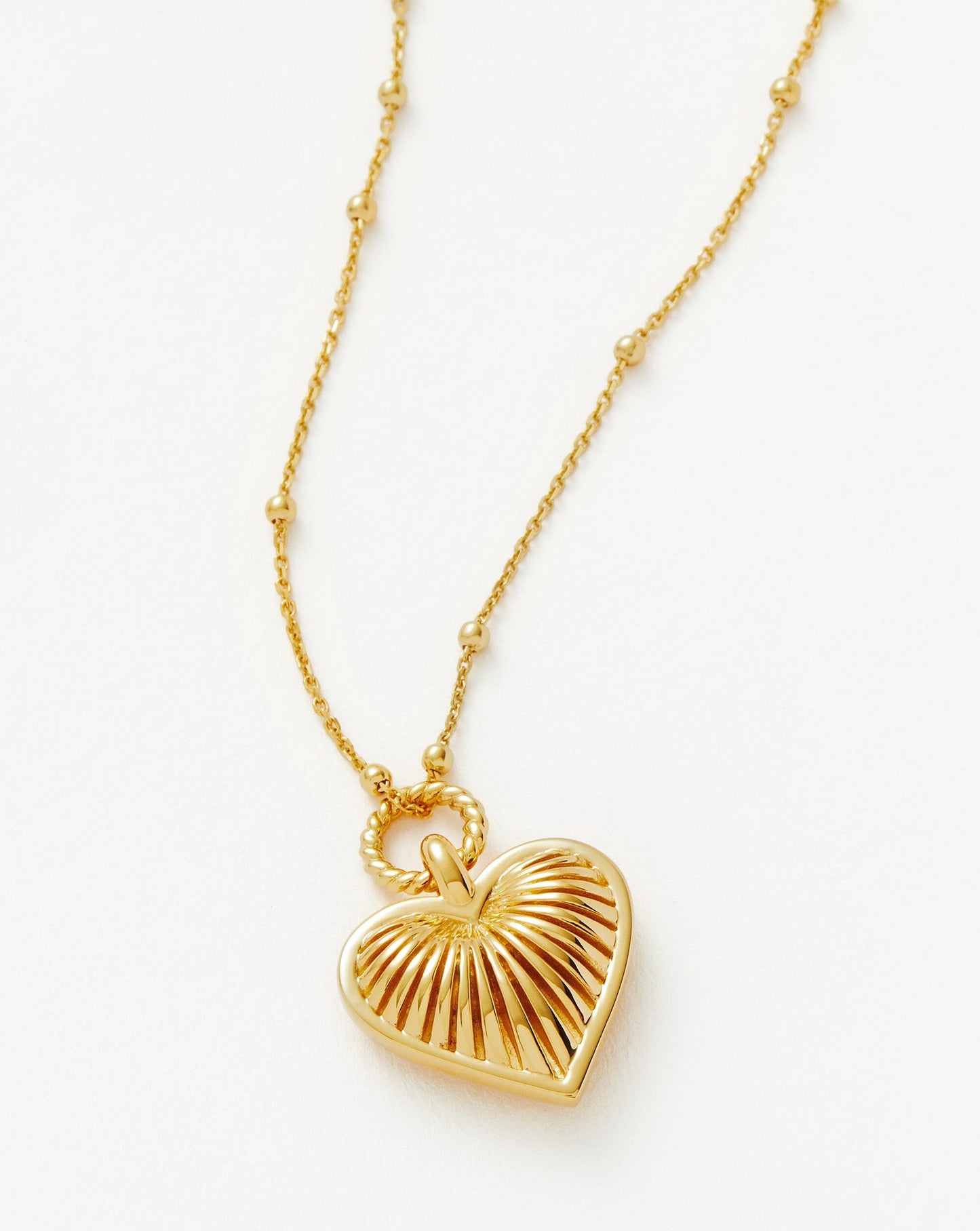 Ridge Heart Charm Pendant Necklace | 18ct Gold Plated Necklaces Missoma