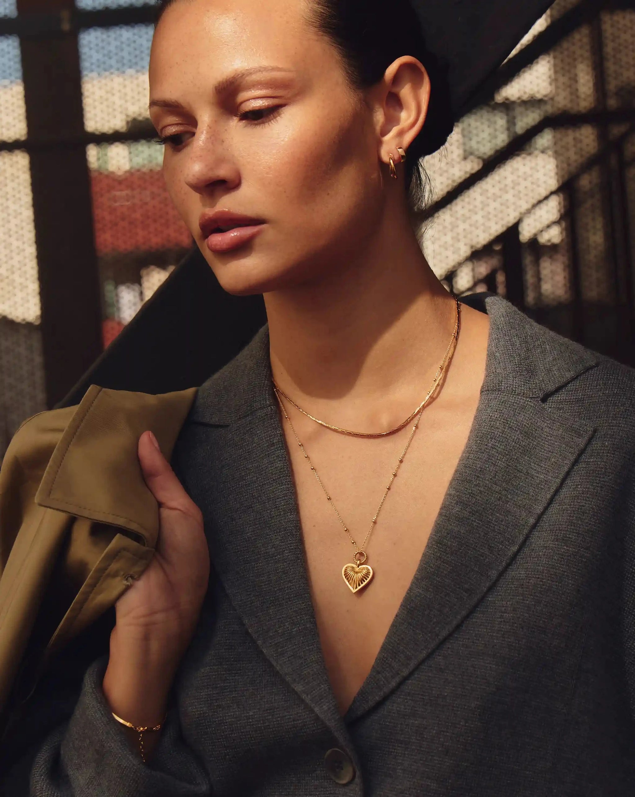 Ridge Heart Charm Pendant Necklace | 18k Gold Plated Necklaces Missoma