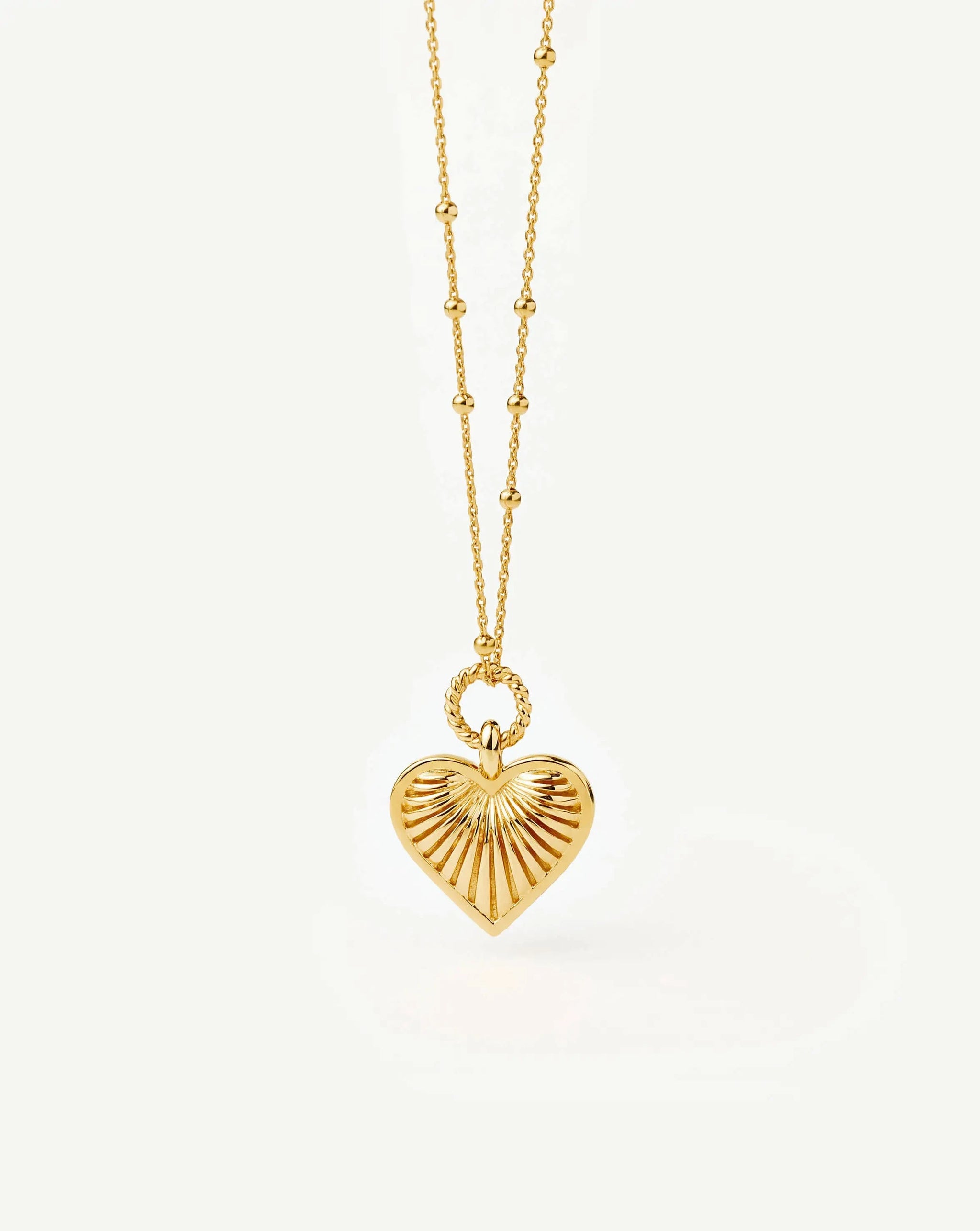 Ridge Heart Charm Pendant Necklace | 18k Gold Plated Necklaces Missoma