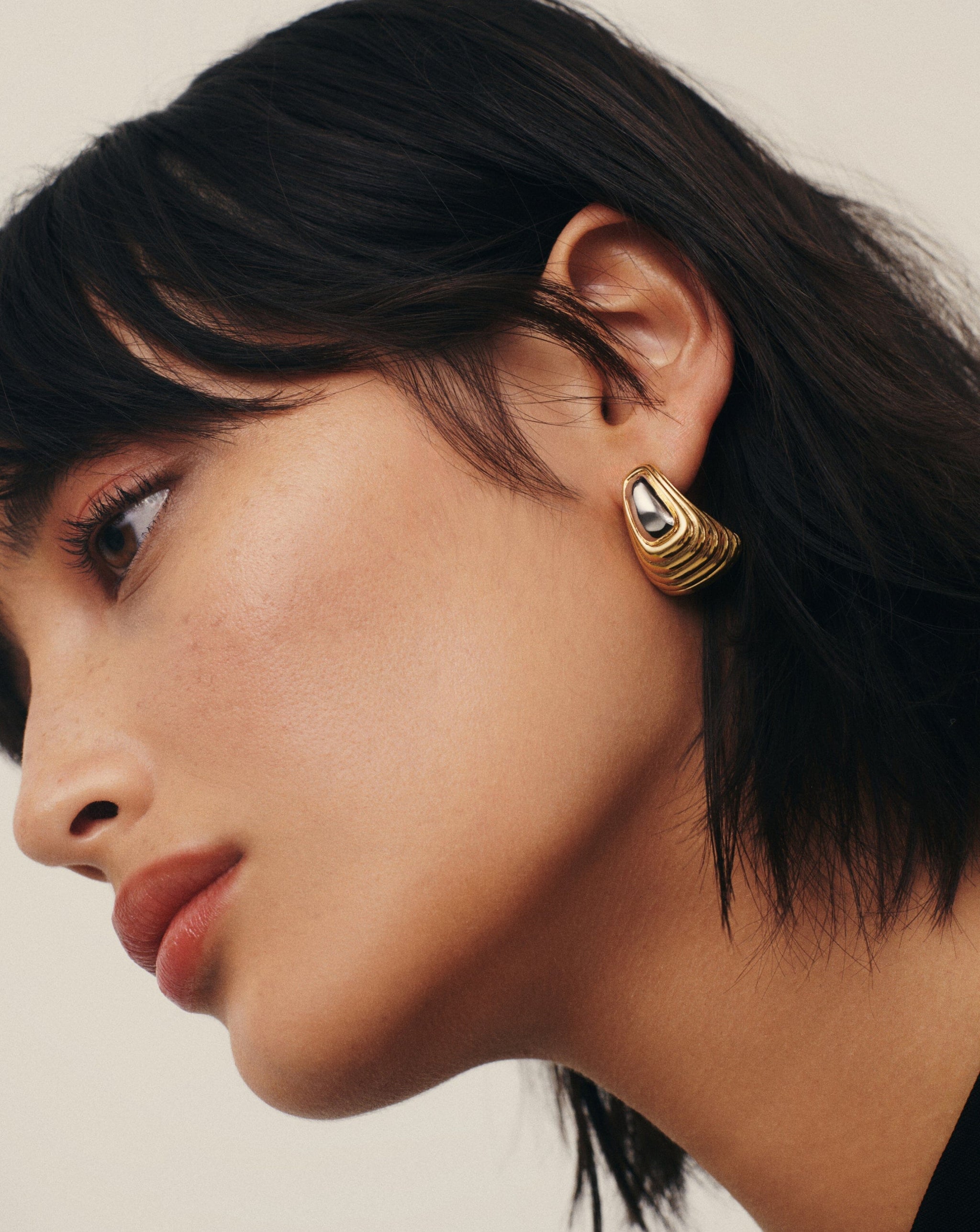 Ridge Oversized Stud Earrings | Mixed Metal Earrings Missoma