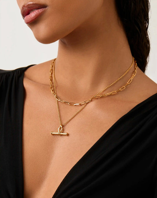 Ridge T-Bar Chain Necklace | 18ct Gold Plated Necklaces Missoma