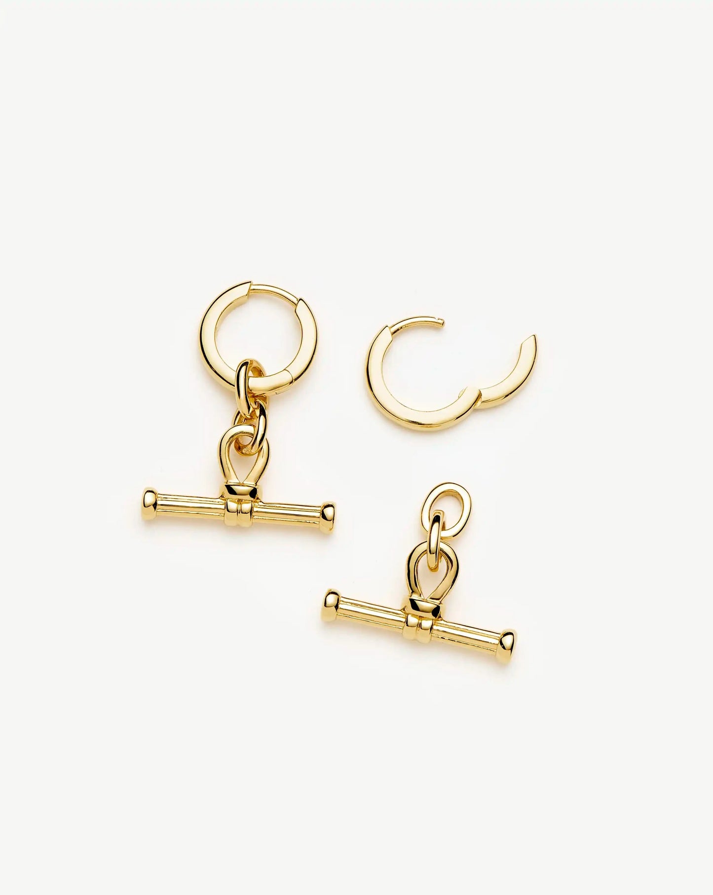 Ridge T-Bar Drop Huggies | 18ct Gold Plated Earrings Missoma
