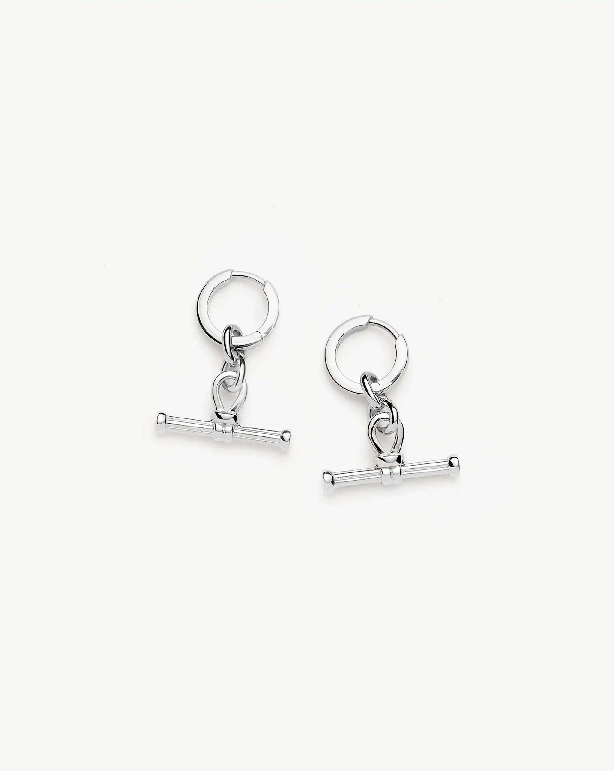 Ridge T-Bar Drop Huggies | Silver Plated Earrings Missoma