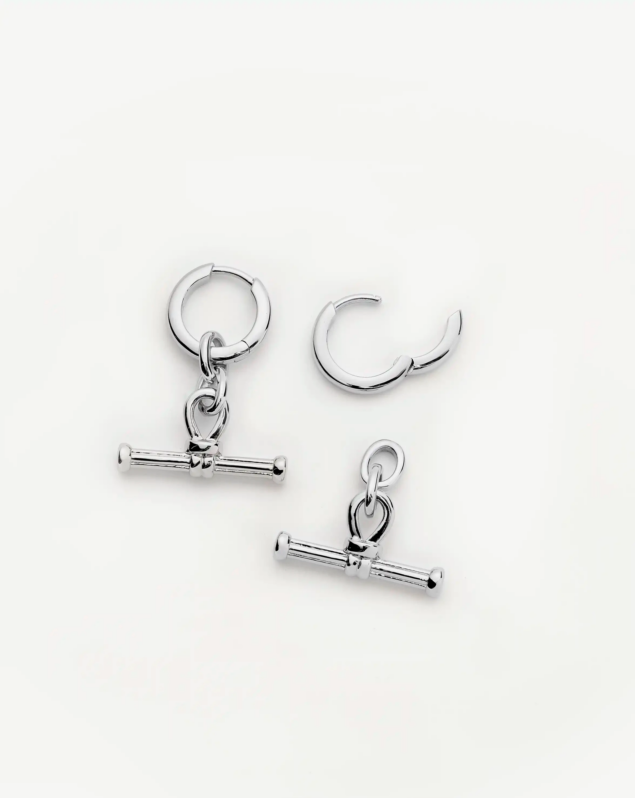 Ridge T-Bar Drop Huggies | Silver Plated Earrings Missoma