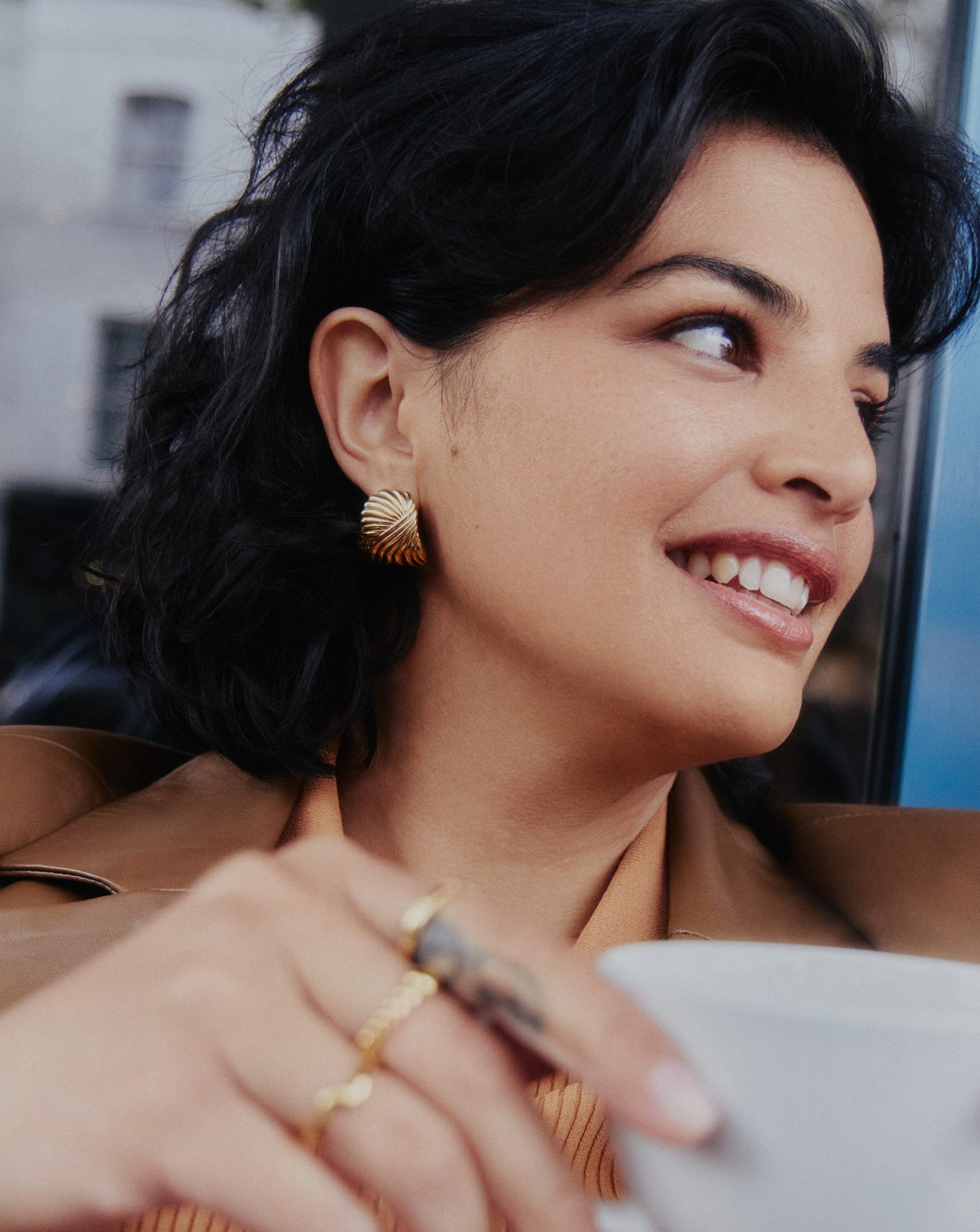 Ripple Oversized Stud Earrings | 18k Gold Plated Earrings Missoma