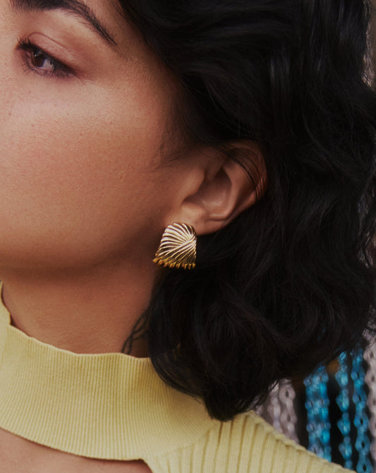 Ripple Oversized Stud Earrings | 18k Gold Plated Earrings Missoma