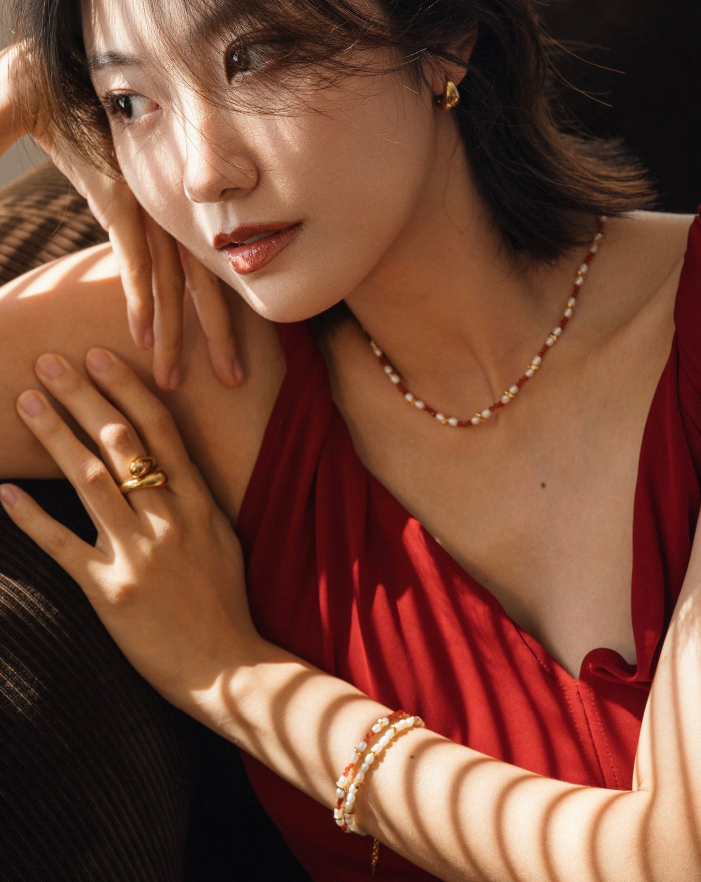 Savi Seed Pearl Beaded Necklace | Red Quartz & Pearl Necklaces Missoma