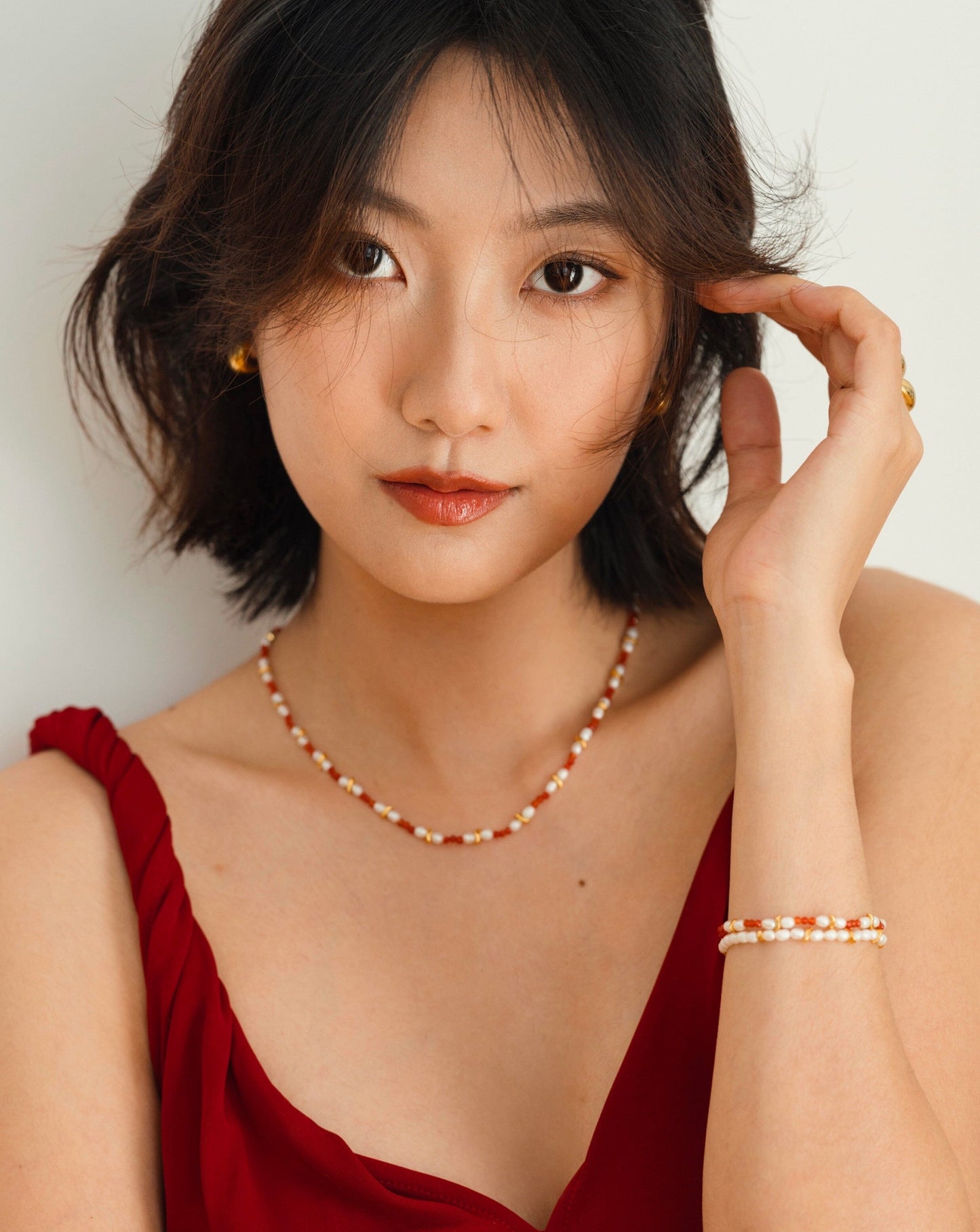 Savi Seed Pearl Beaded Necklace | Red Quartz & Pearl Necklaces Missoma