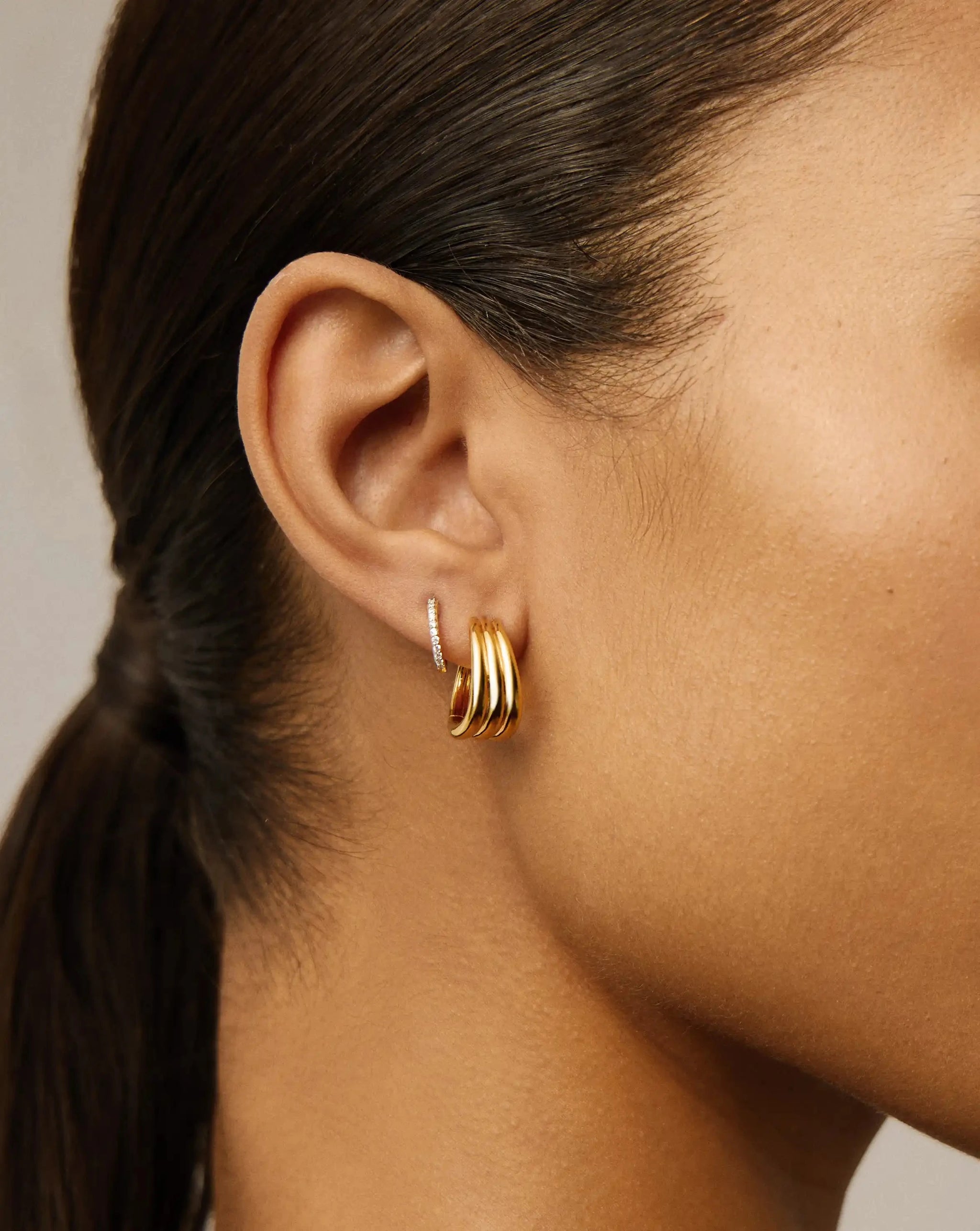 Savi Triple Ridge Hoop Earrings | 18k Gold Vermeil Earrings Missoma