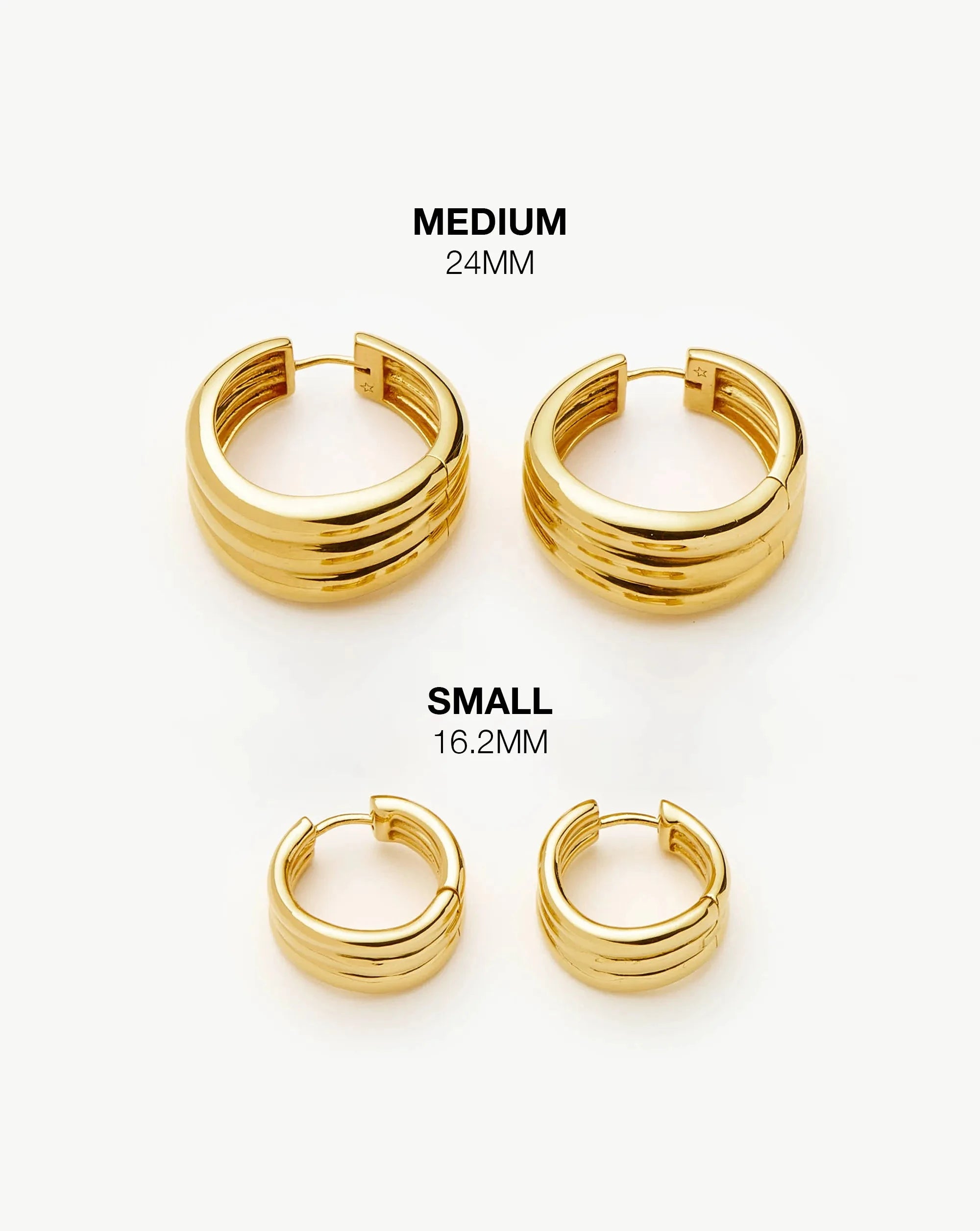 Savi Triple Ridge Hoop Earrings | 18k Gold Vermeil Earrings Missoma