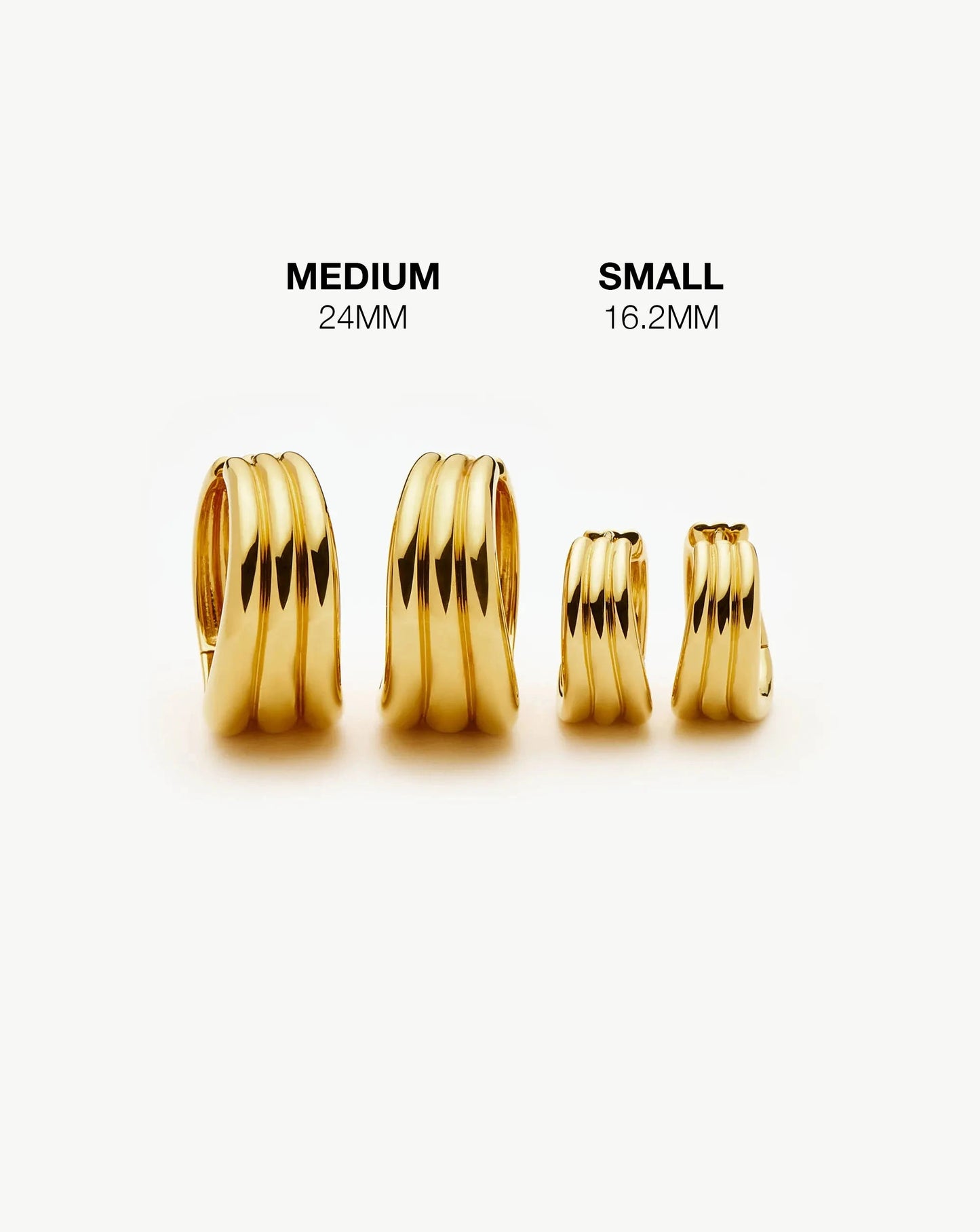 Savi Triple Ridge Medium Hoop Earrings | 18k Gold Plated Earrings Missoma