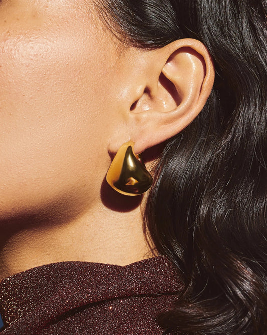Sculptural Chubby Dome Medium Hoop Earrings | 18k Gold Plated Earrings Missoma