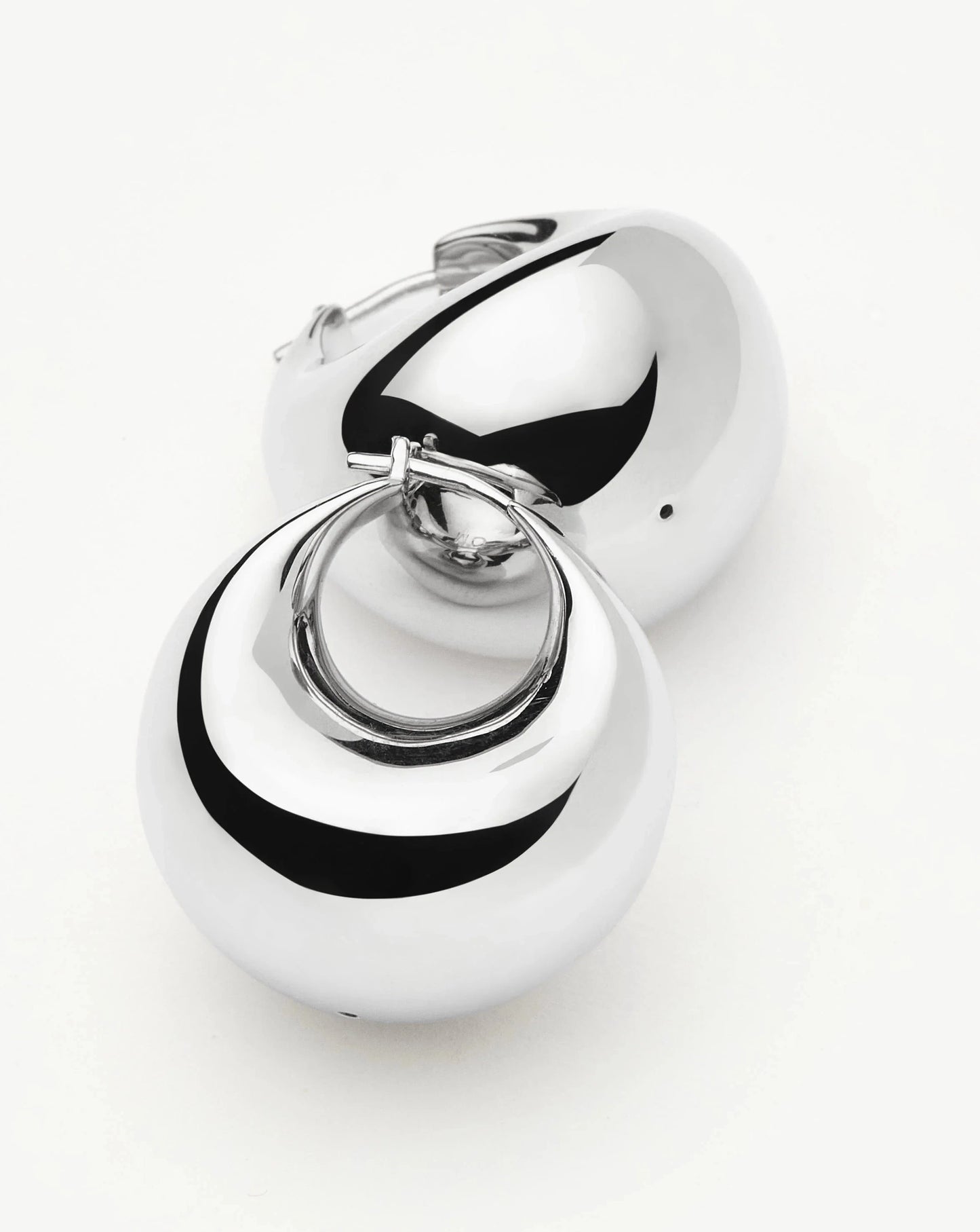 Sculptural Chubby Dome Medium Hoop Earrings | Silver Plated Earrings Missoma
