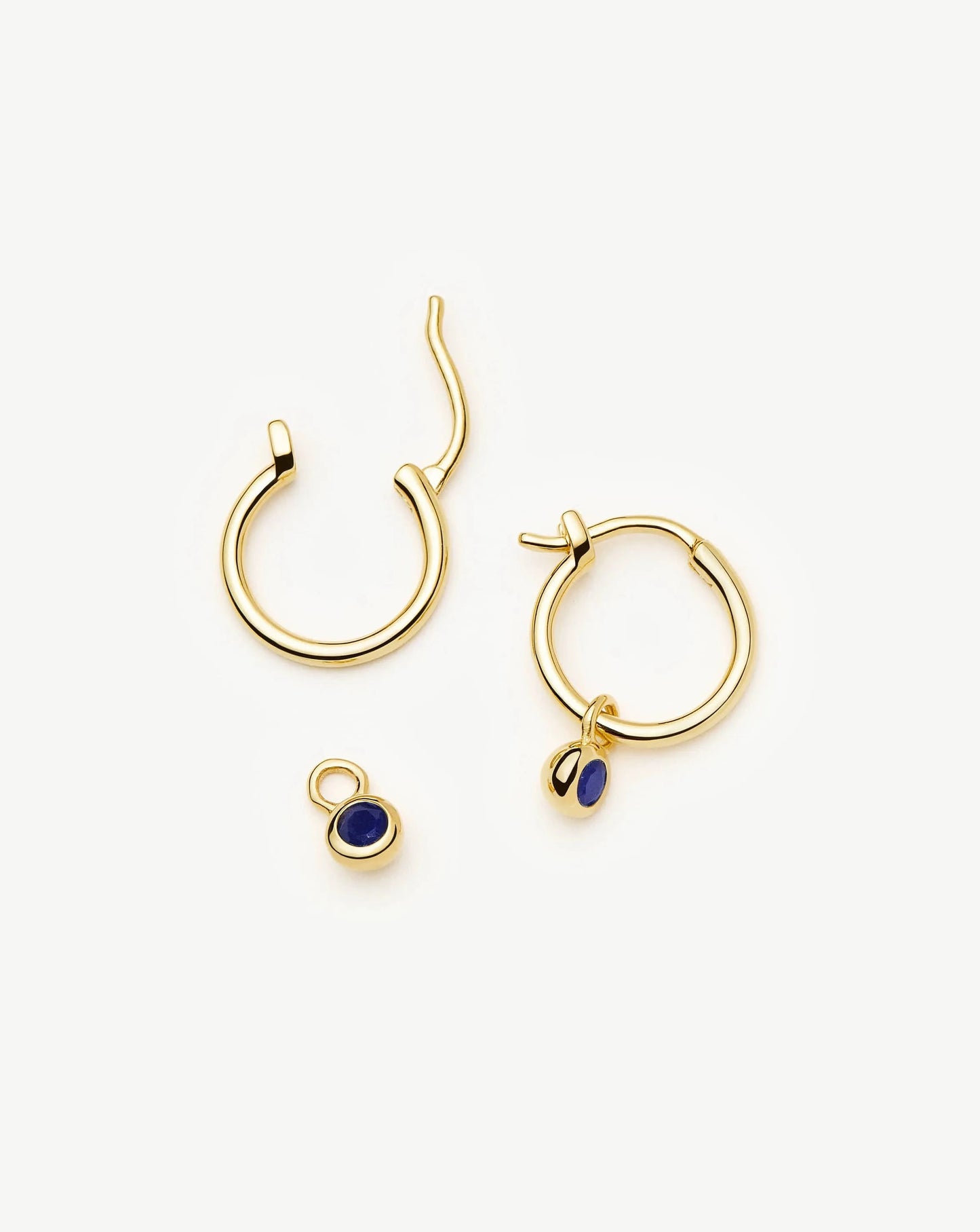 September Birthstone Mini Charm Hoop Earrings | 18k Gold Vermeil/Lapis Earrings Missoma