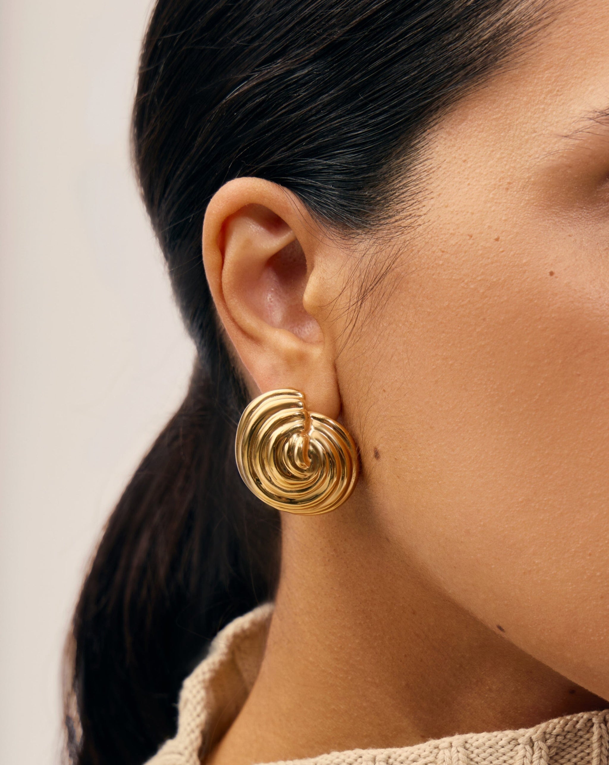Shell Dome Oversized Stud Earrings | 18k Gold Plated Earrings Missoma