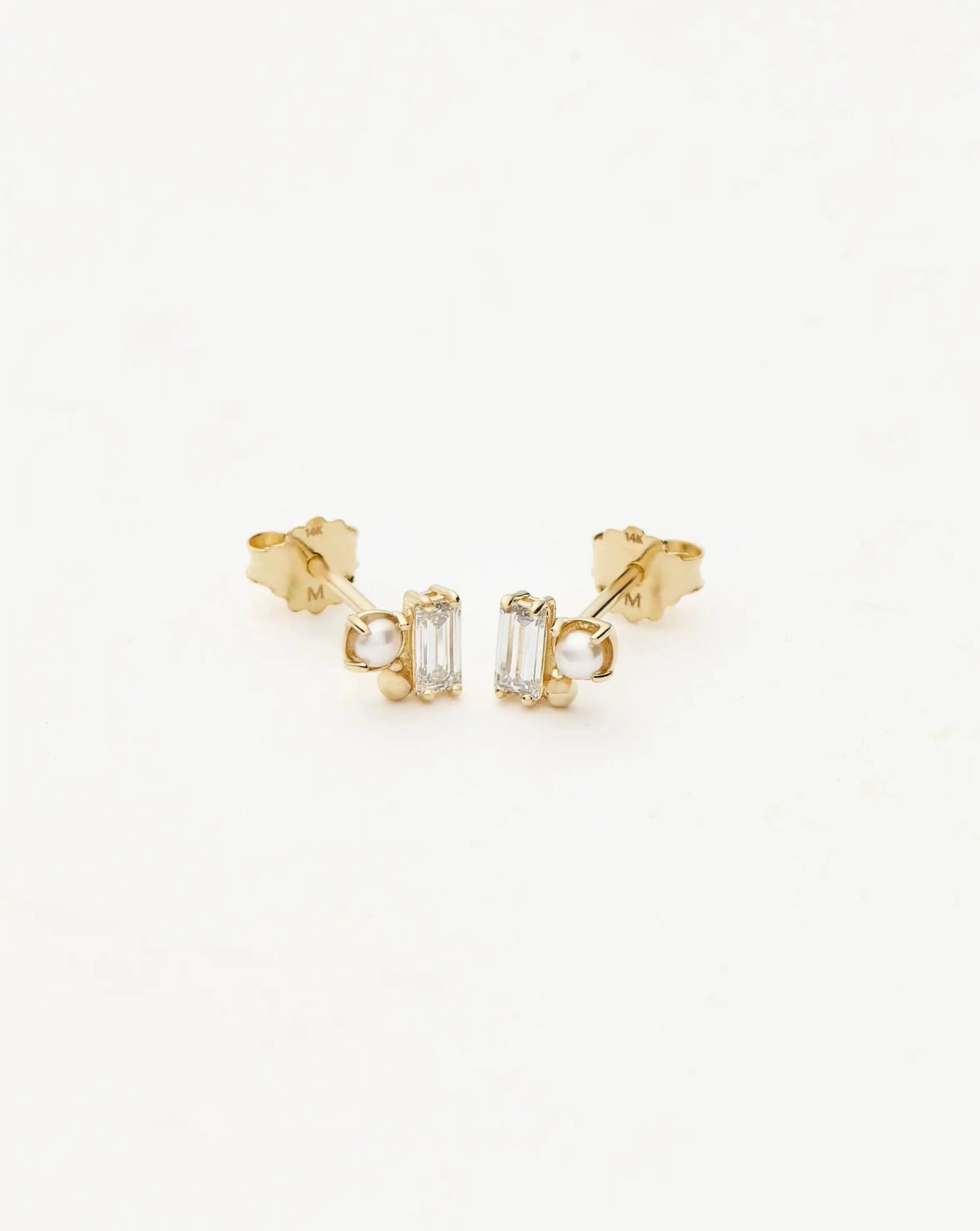 Solid Gold Diamond Pearl Stud Earrings | 14k Solid Gold/Pearl Earrings Missoma