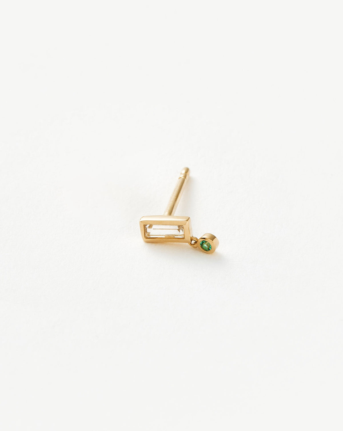 Solid Gold Emerald Single Drop Stud Earring Earrings Missoma