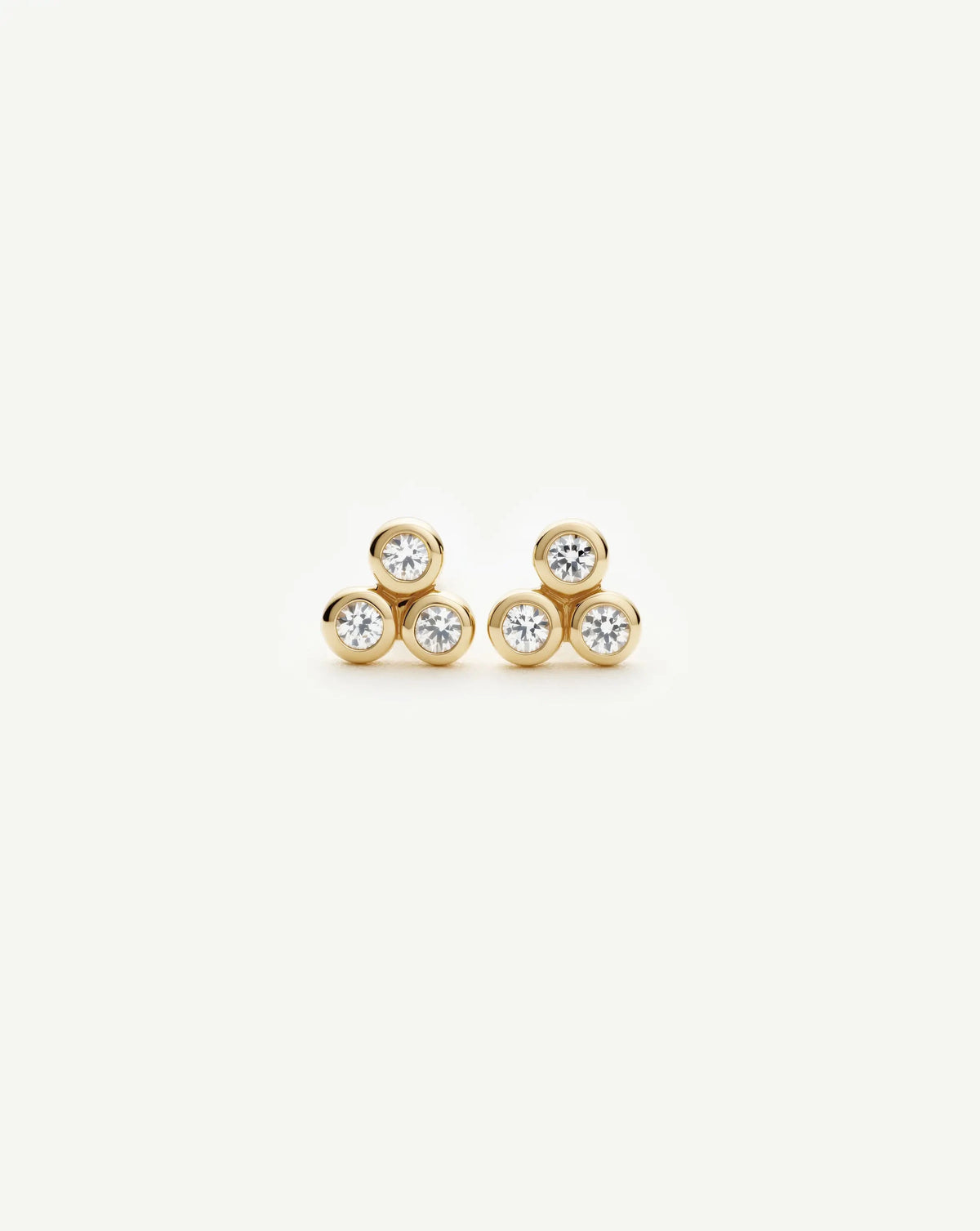 Solid Gold Sapphire Trio Stud Earrings | 9k Solid Yellow Gold/Cubic Zirconia Earrings Missoma