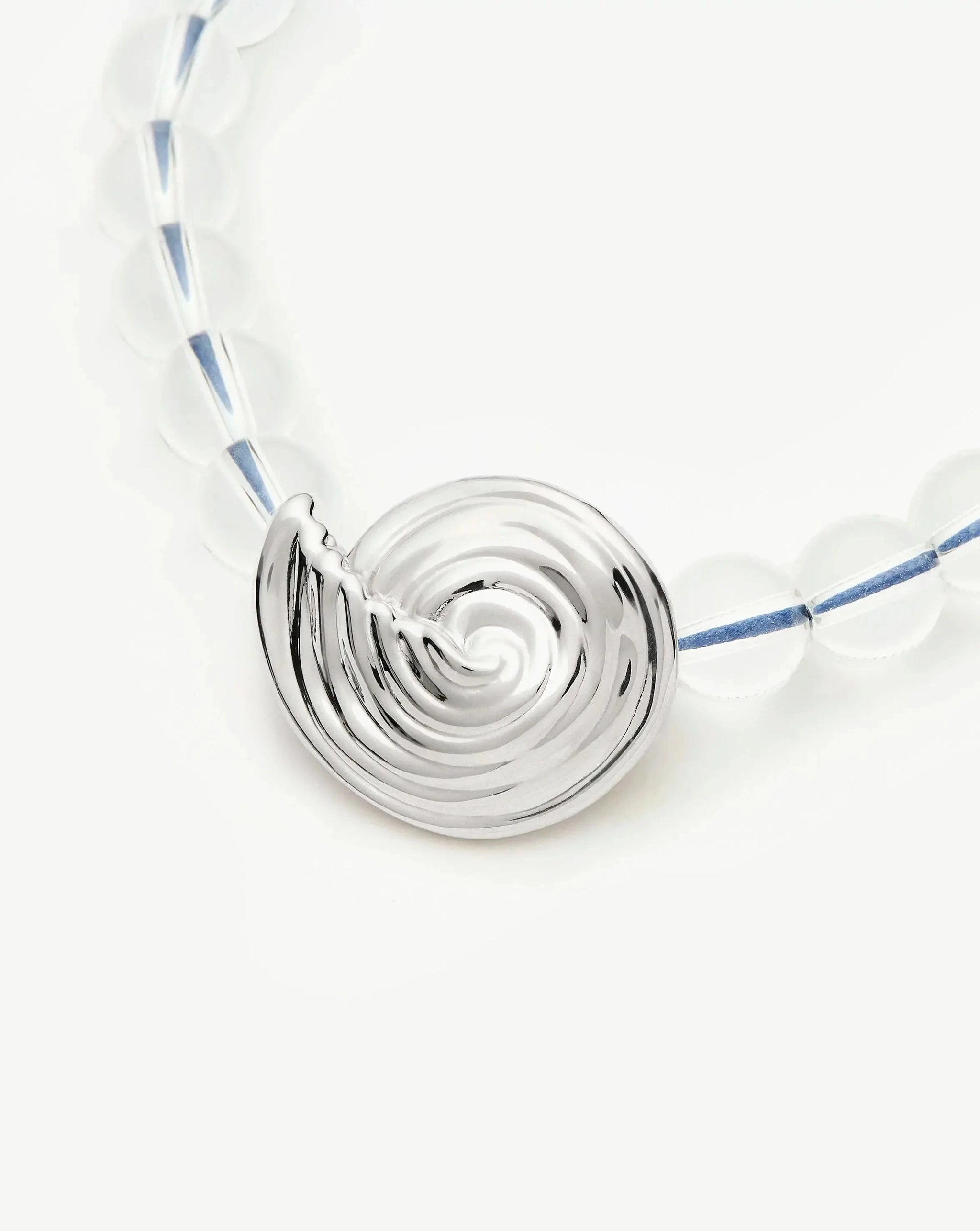 Spiral Gemstone Beaded Pendant Necklace | Silver Plated/Clear Crystal Quartz Necklaces Missoma
