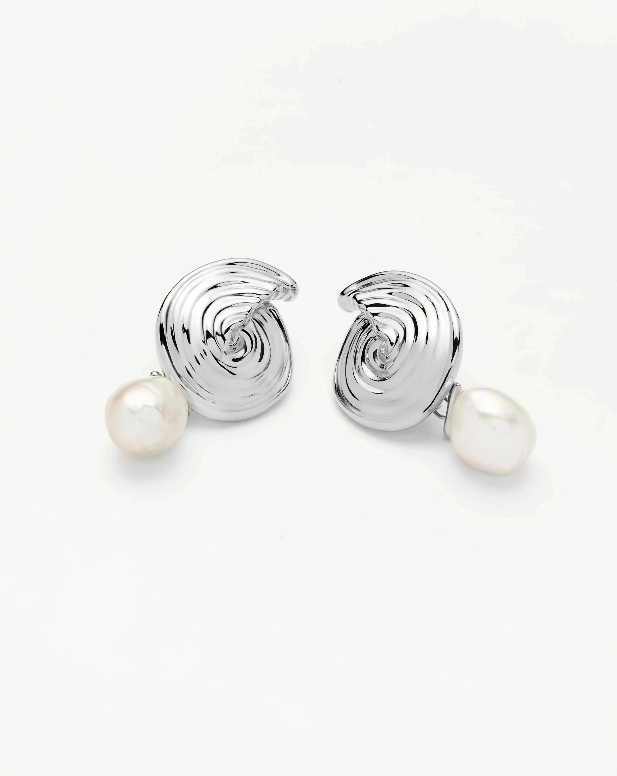 Spiral Interchangeable Pearl Drop Earrings | Silver Plated Earrings Missoma