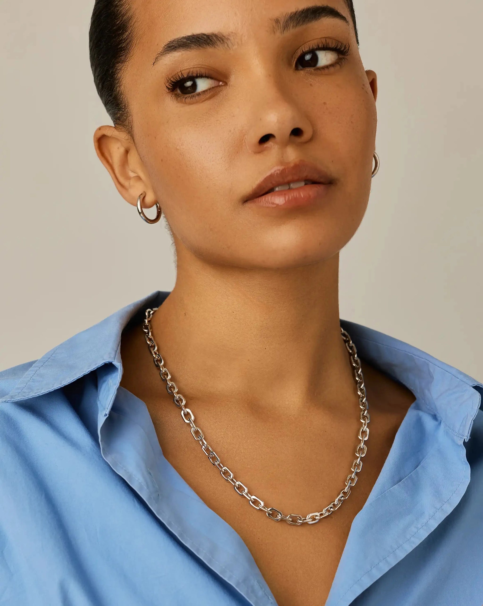 Square Paperclip Chain Necklace | Platinum Plated Necklaces Missoma