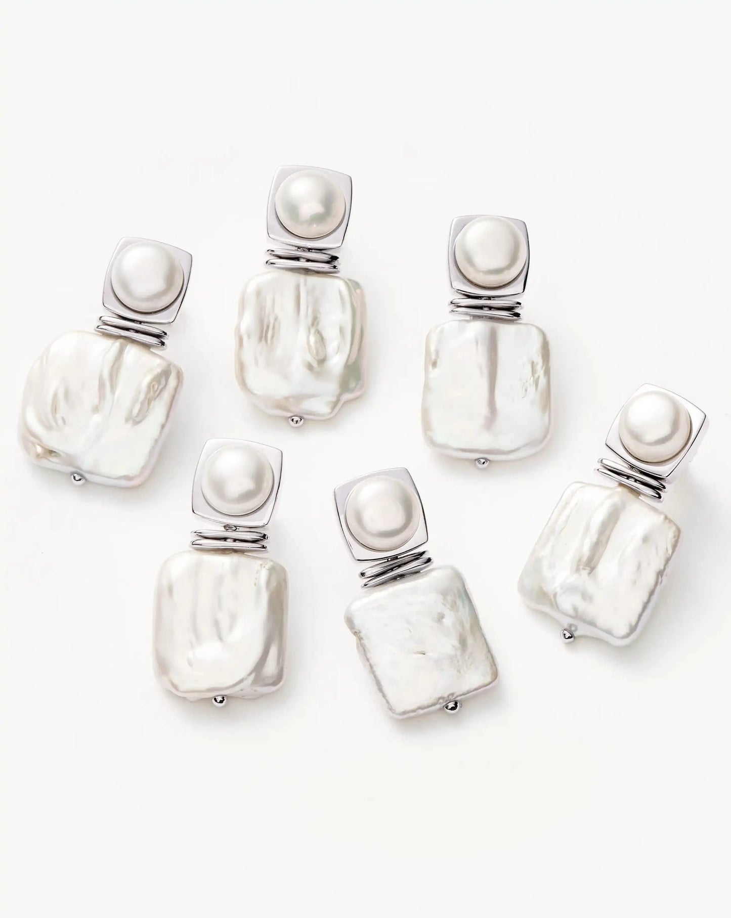 Square Pearl Statement Earrings | Silver Plated/Pearl Earrings Missoma