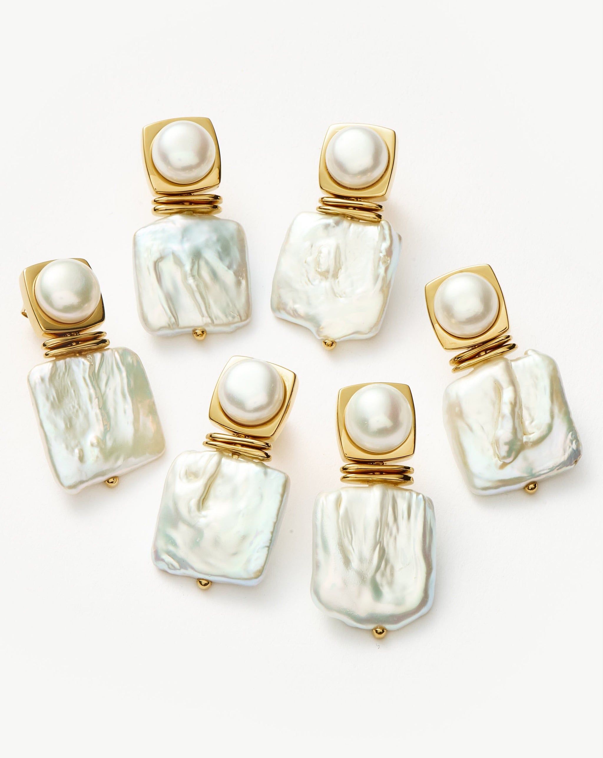Square Pearl Statement Stud Earrings | 18k Gold Plated/Pearl Earrings Missoma