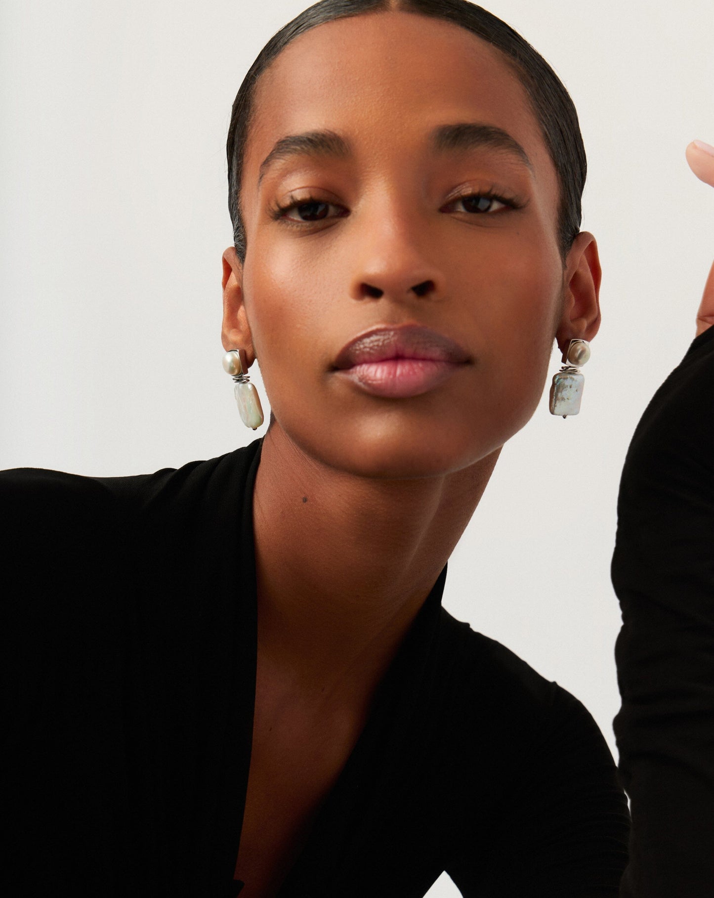 Square Pearl Statement Stud Earrings | Silver Plated/Pearl Earrings Missoma