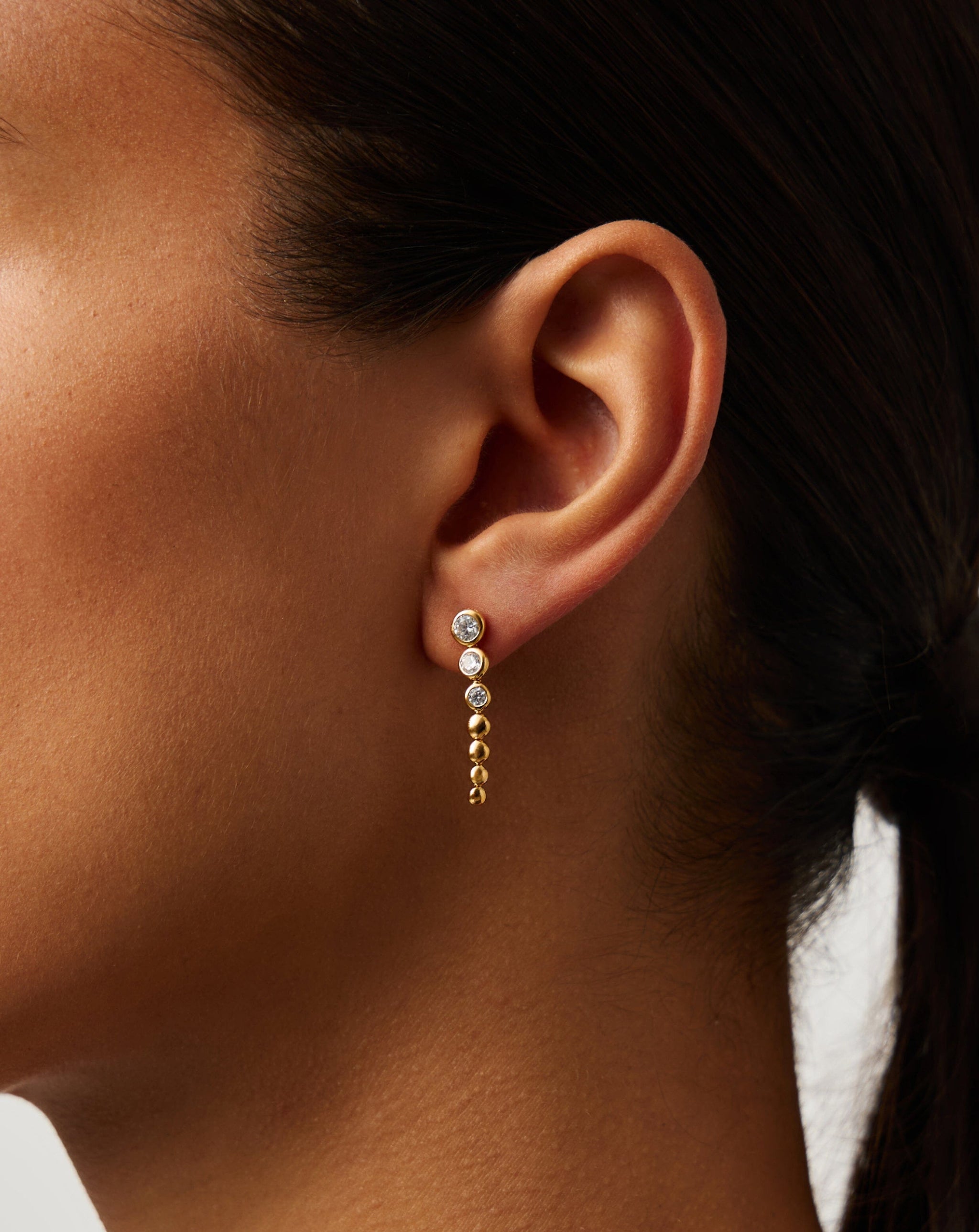 Tennis Beaded Stone Drop Stud Earrings | 18k Gold Vermeil/Cubic Zirconia Earrings Missoma