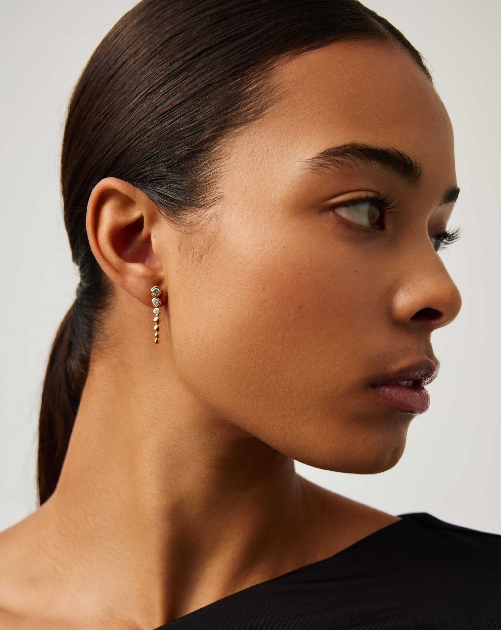 Tennis Beaded Stone Drop Stud Earrings | 18k Gold Vermeil/Cubic Zirconia Earrings Missoma