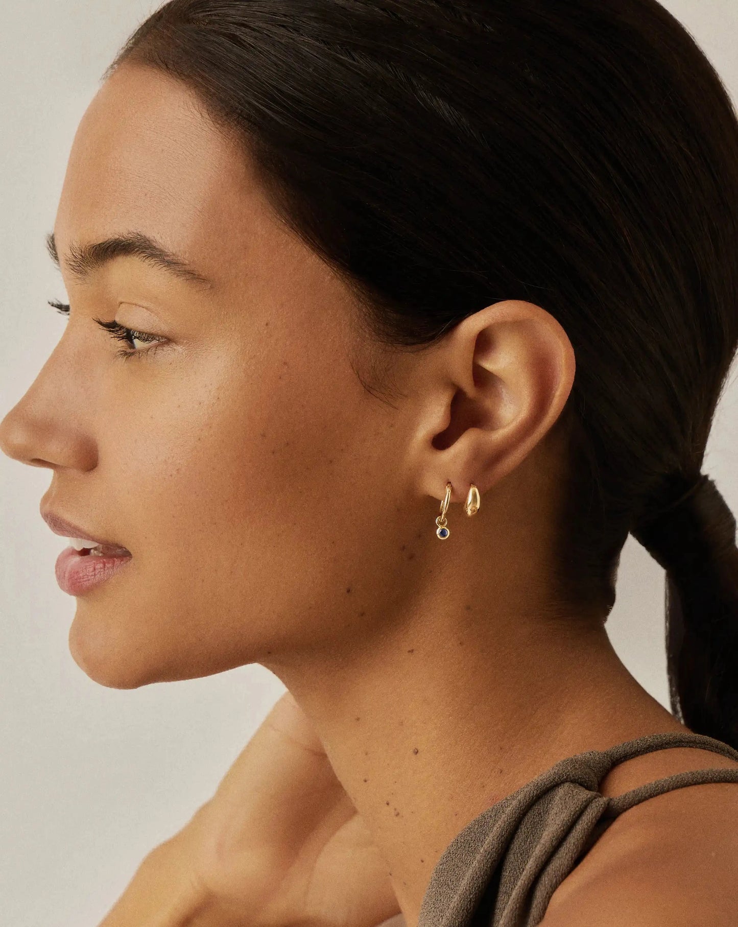 Tennis Charm Mini Hoop Earrings | 18k Gold Vermeil/Sapphire Blue Nano-crystal Earrings Missoma