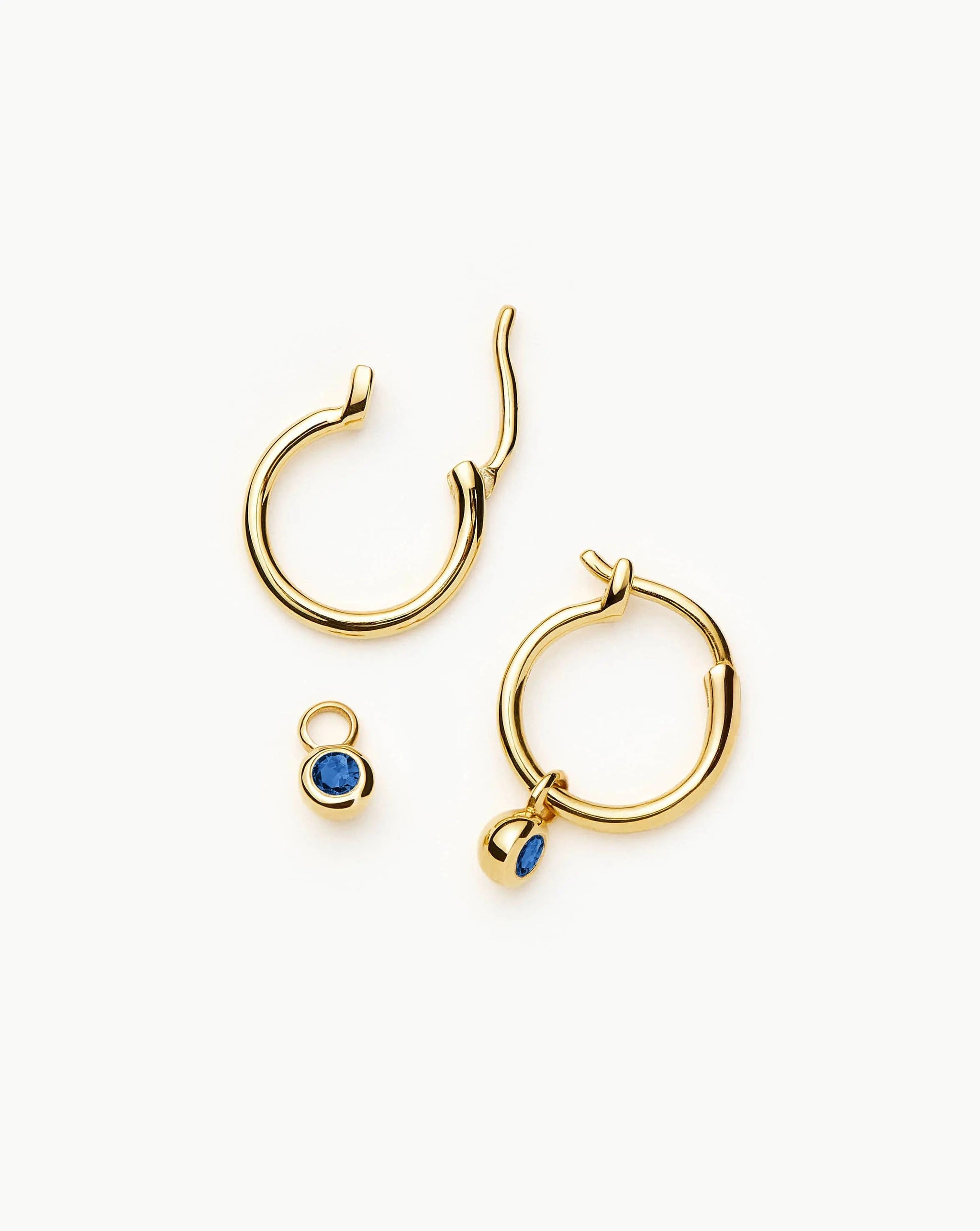 Tennis Charm Mini Hoop Earrings | 18k Gold Vermeil/Sapphire Blue Nano-crystal Earrings Missoma