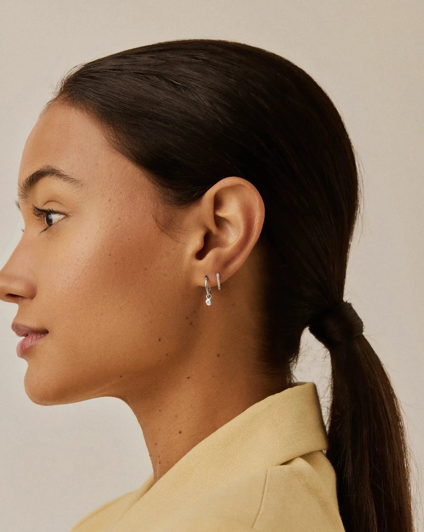 Tennis Charm Mini Hoop Earrings | Sterling Silver/Cubic Zirconia Earrings Missoma