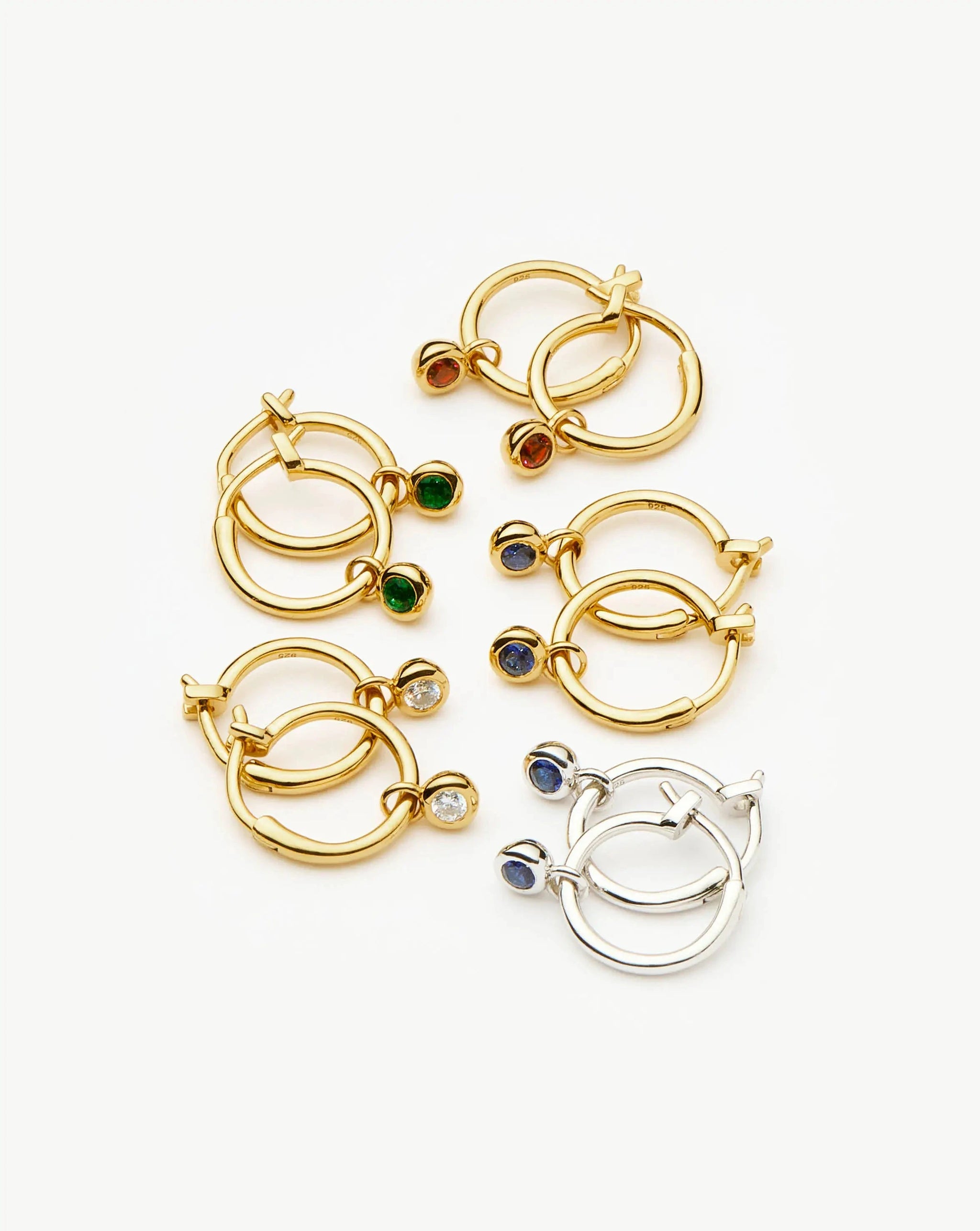 Tennis Charm Mini Hoop Earrings | Sterling Silver/Sapphire Blue Nano-crystal Earrings Missoma