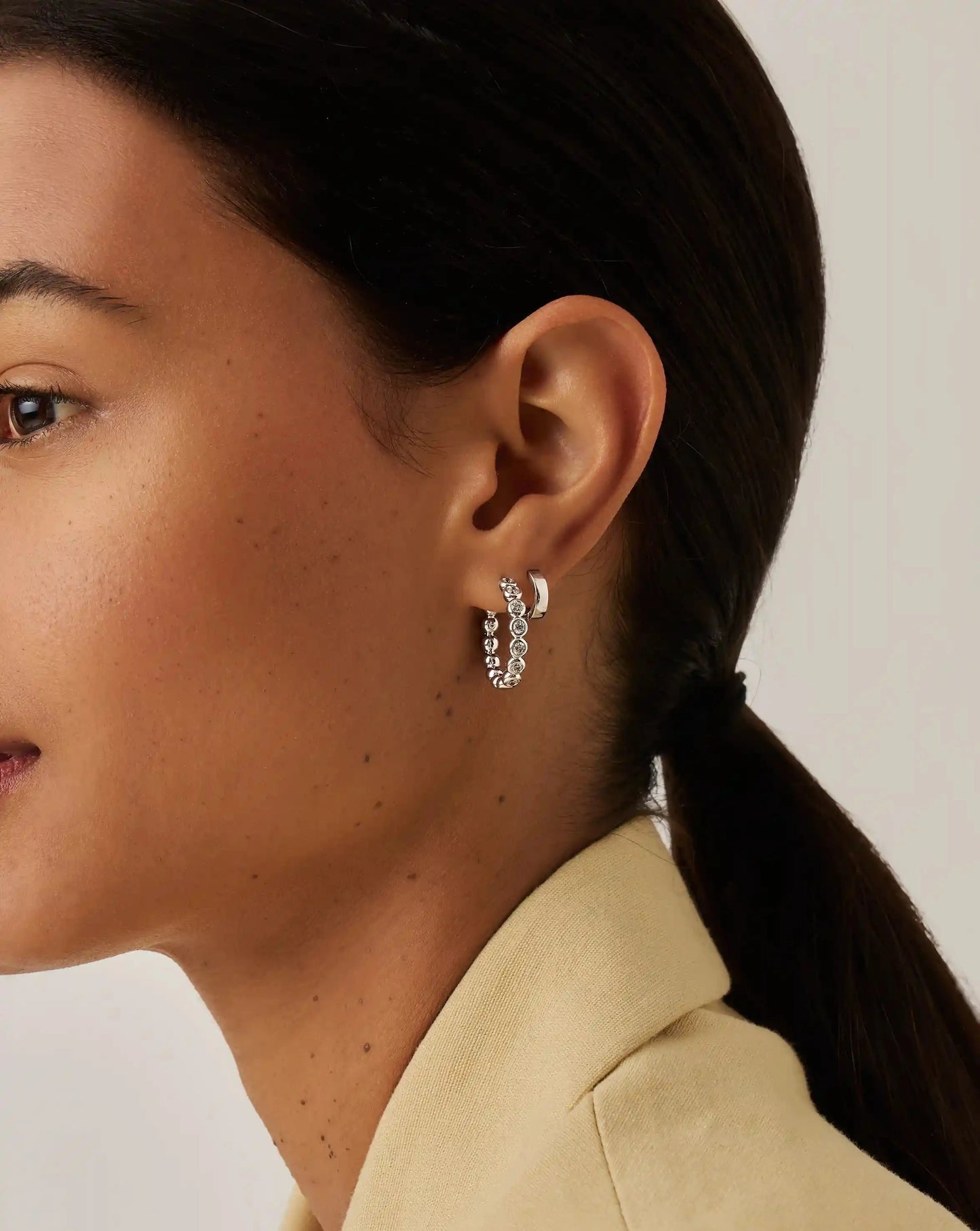 Tennis Classic Hoop Earrings | Silver Plated/Cubic Zirconia Earrings Missoma