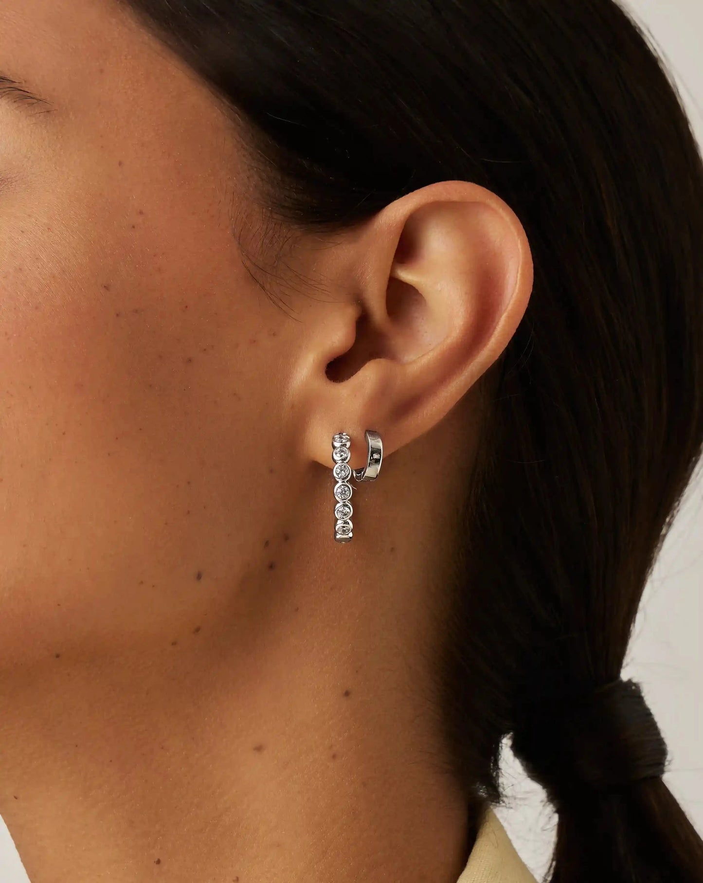 Tennis Classic Hoop Earrings | Silver Plated/Cubic Zirconia Earrings Missoma