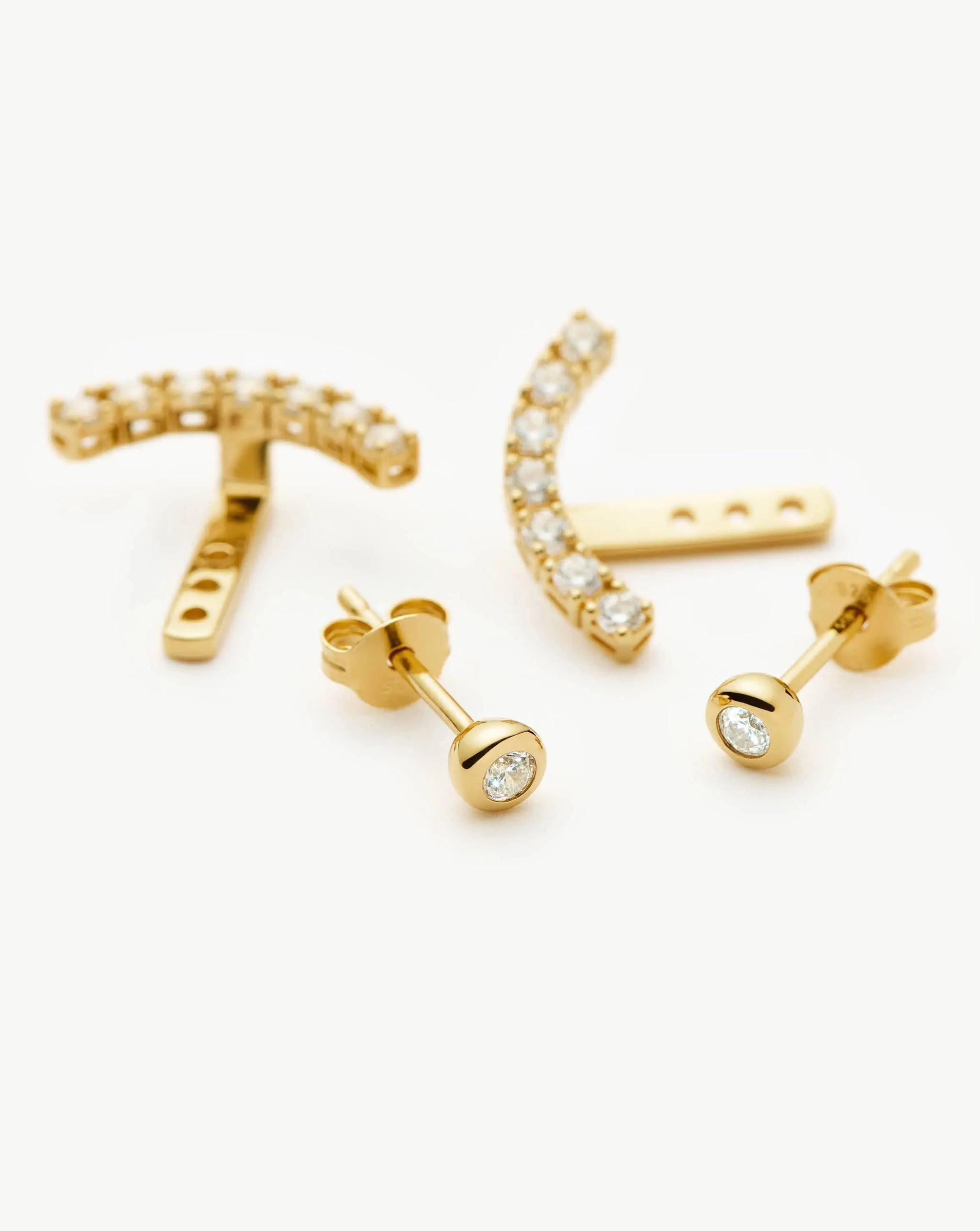 Tennis Ear Jacket Stud Earrings | 18k Gold Vermeil/Cubic Zirconia Earrings Missoma